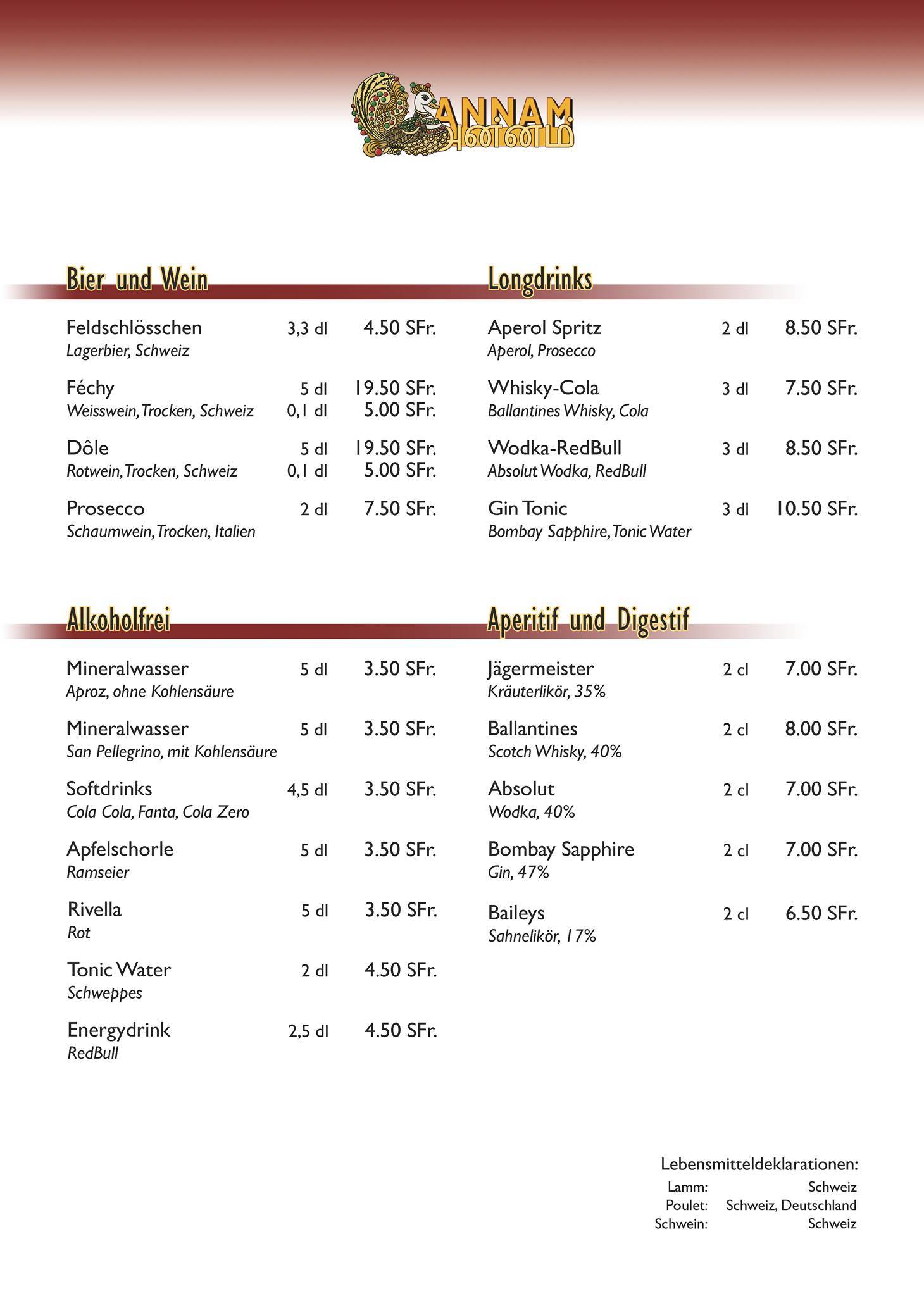 Menu di Annam 