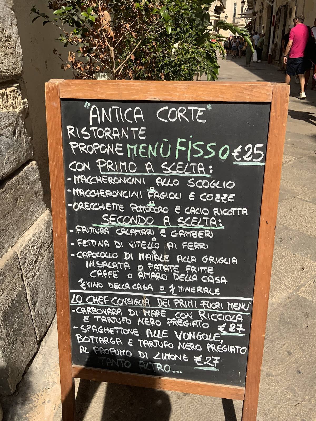 Menu di Antica Corte 