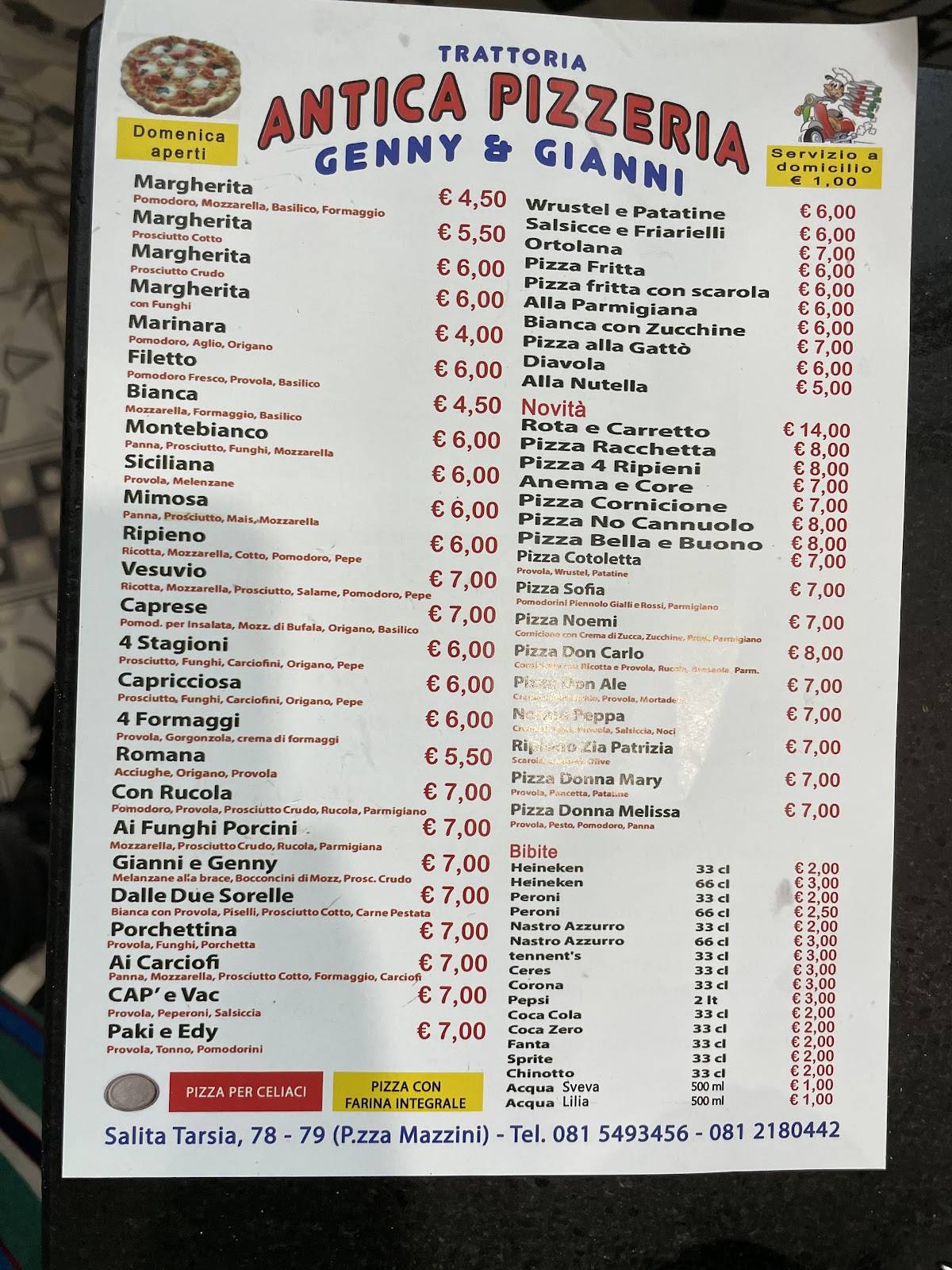 Menu di Antica pizzeria Gianni e Genny 