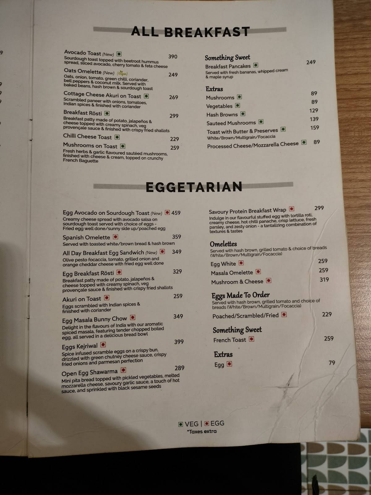 Aromas Cafe & Bistro menu