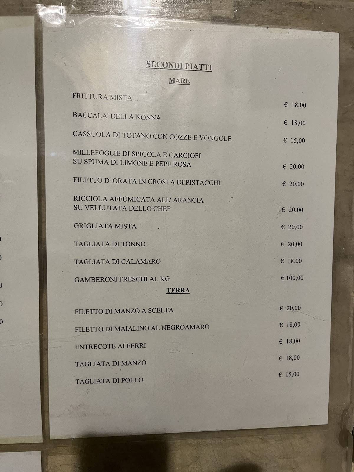 Menu di Arte dei Sapori 