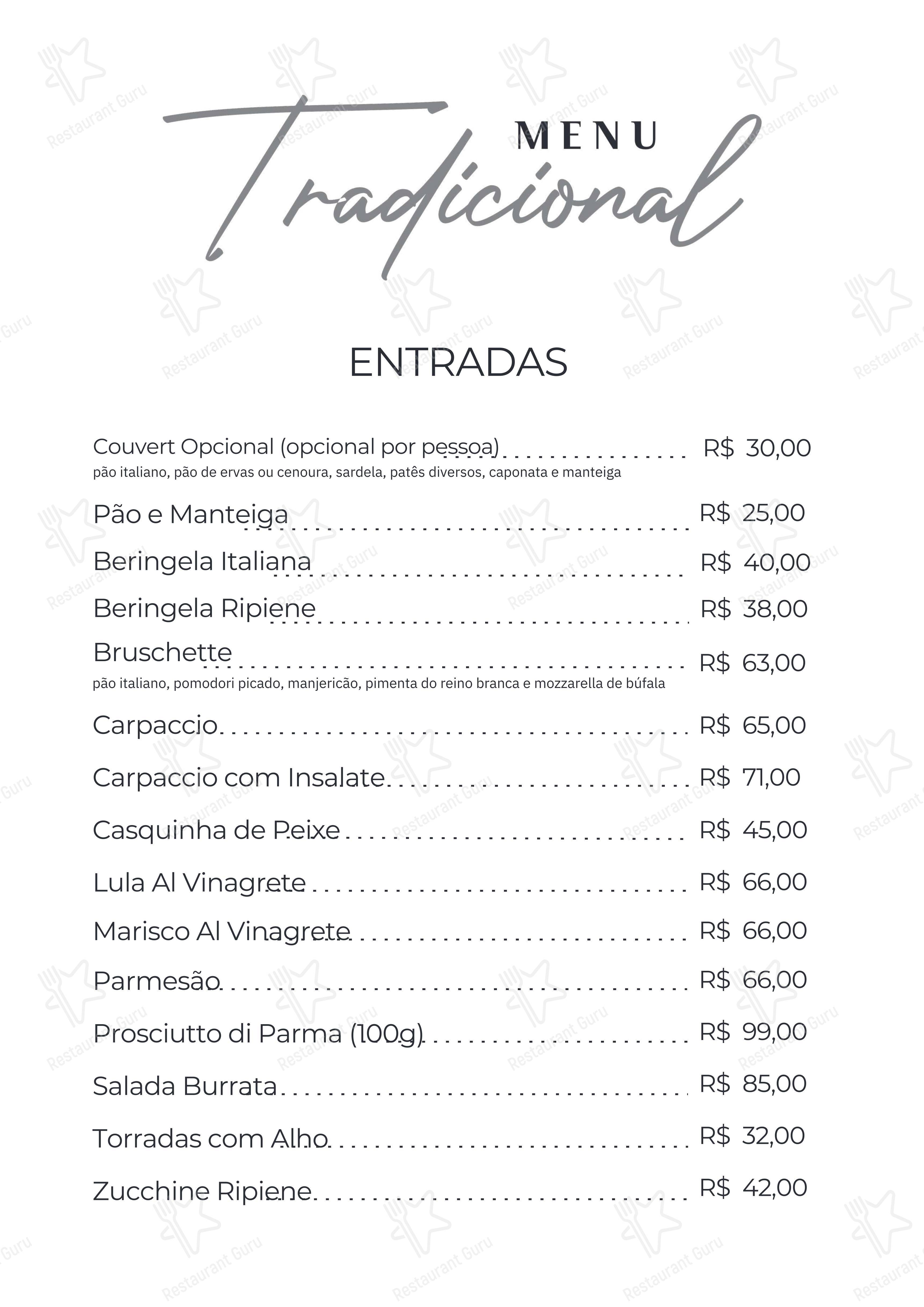 Menu para Artesanalli Massas & Molhos restaurante