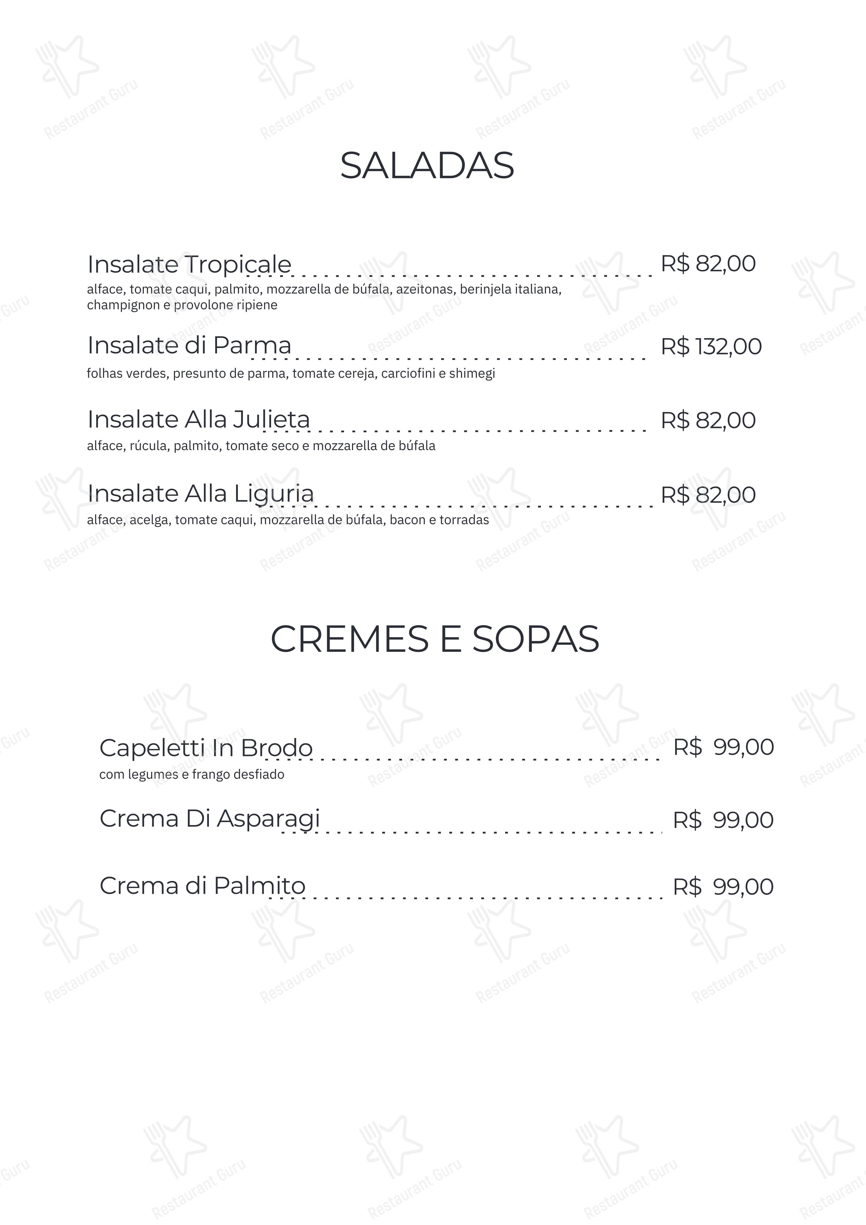 Menu bar para Artesanalli Massas & Molhos restaurante