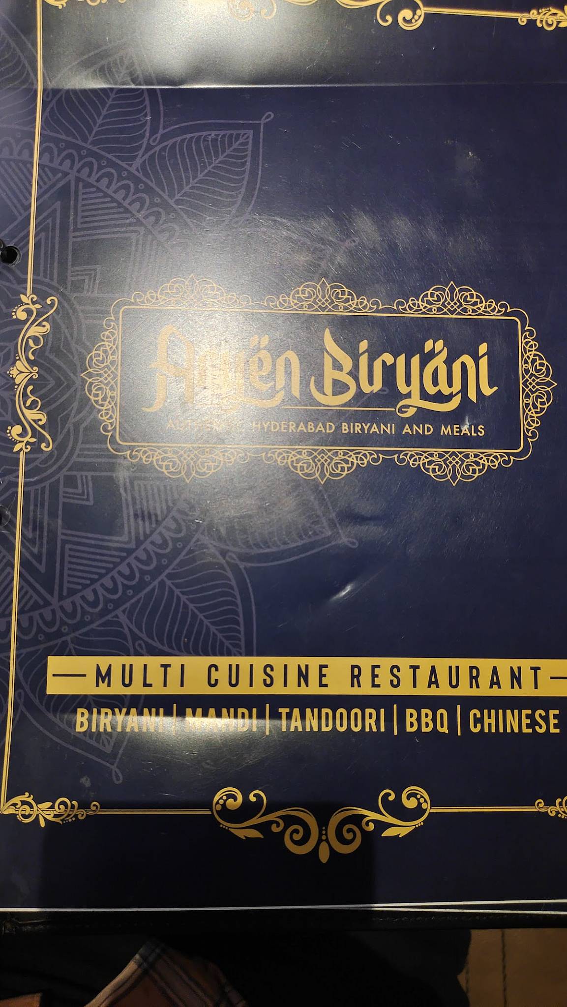 Aryen Biryani menu