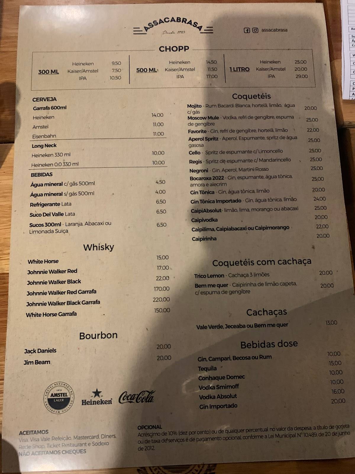 Assacabrasa Bairro Lourdes cardápio