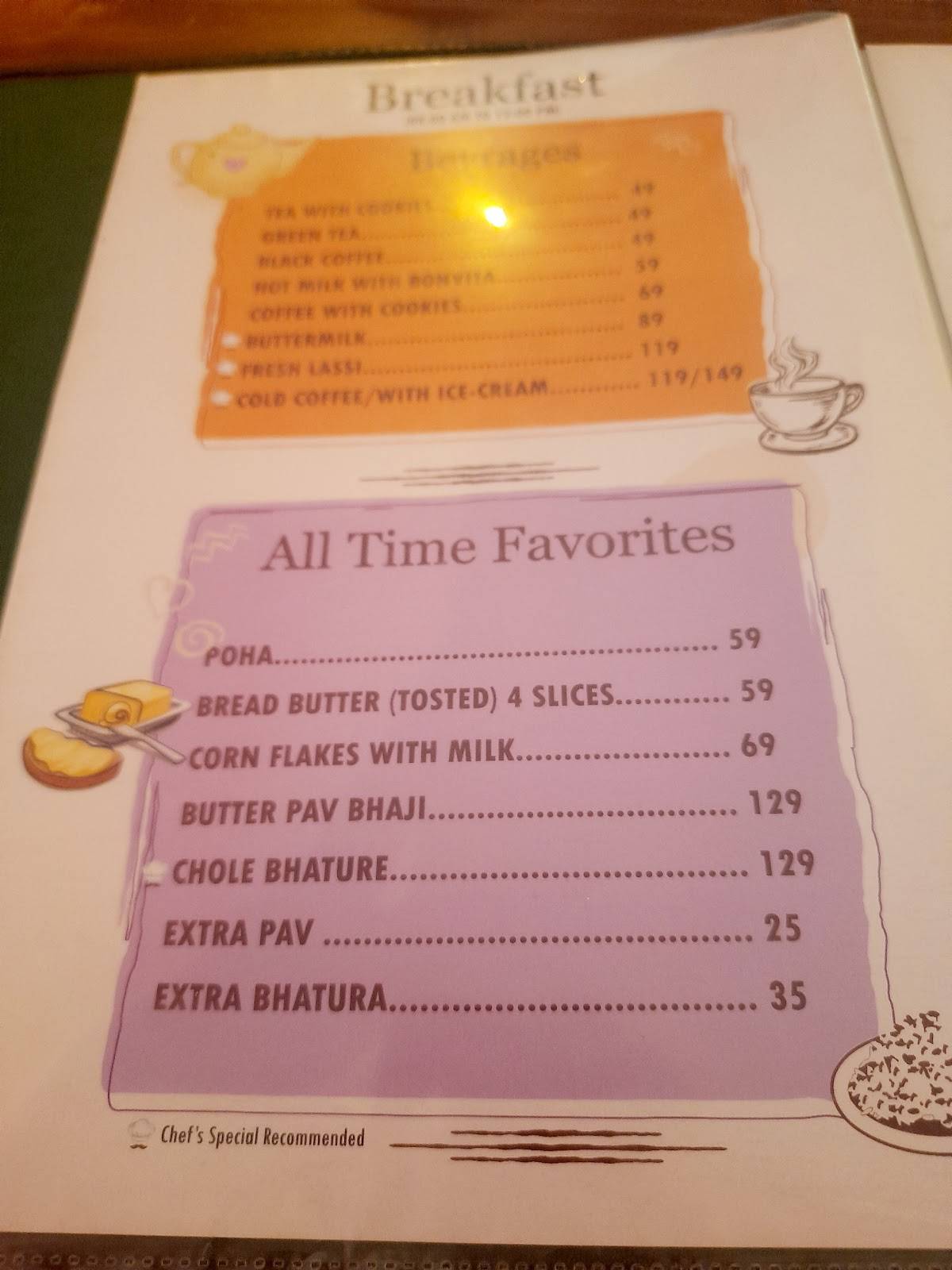 Atari Restaurant and Cafe menu