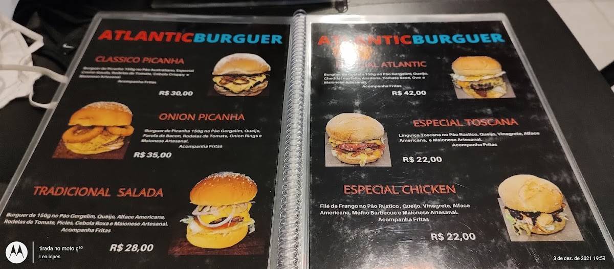 Atlântic Burguer cardápio