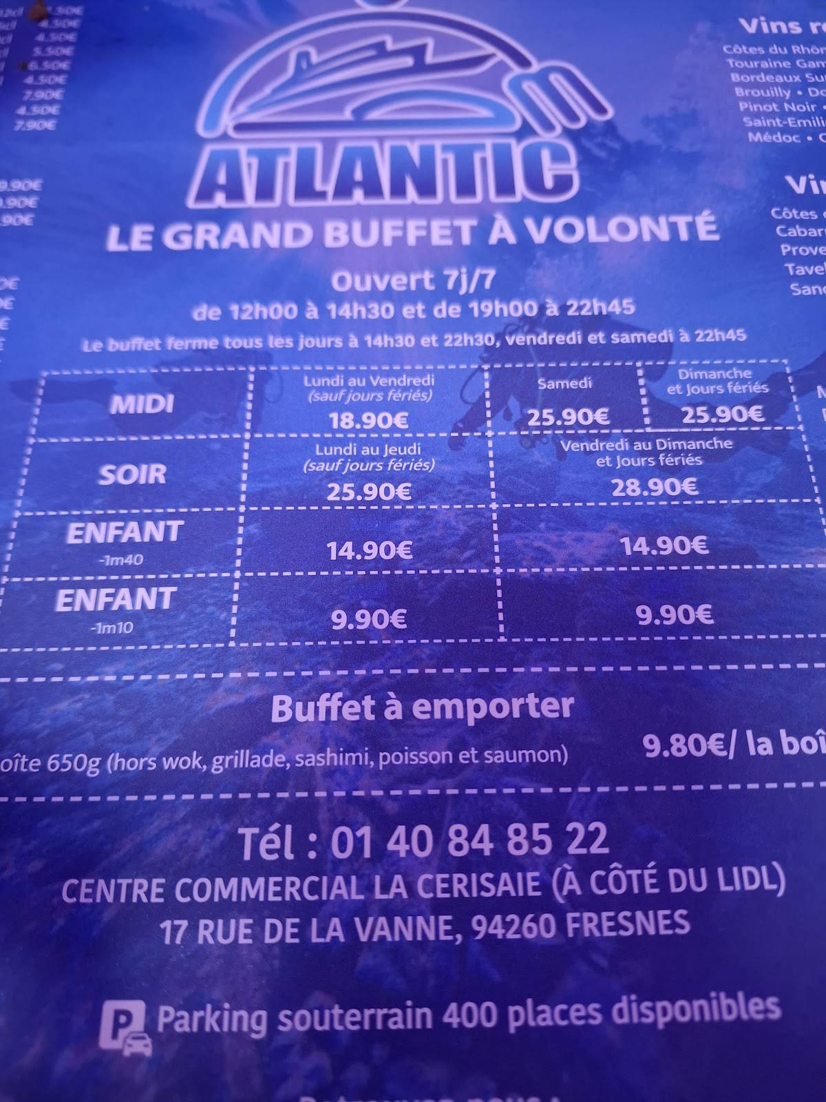 Menu de Atlantic