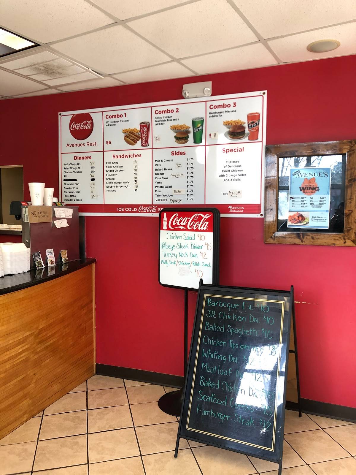 Menu at Avenue's Restaurant, Concord