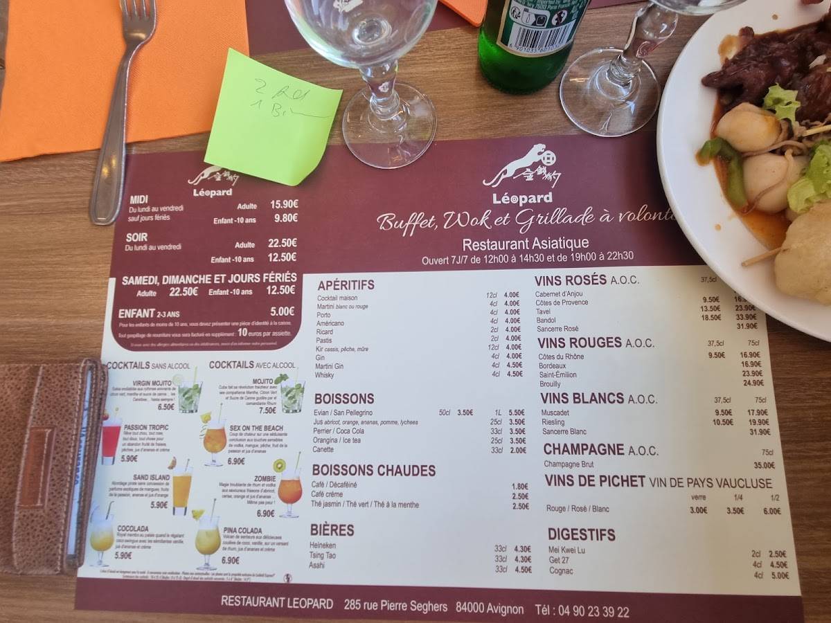 Menu de Le Léopard