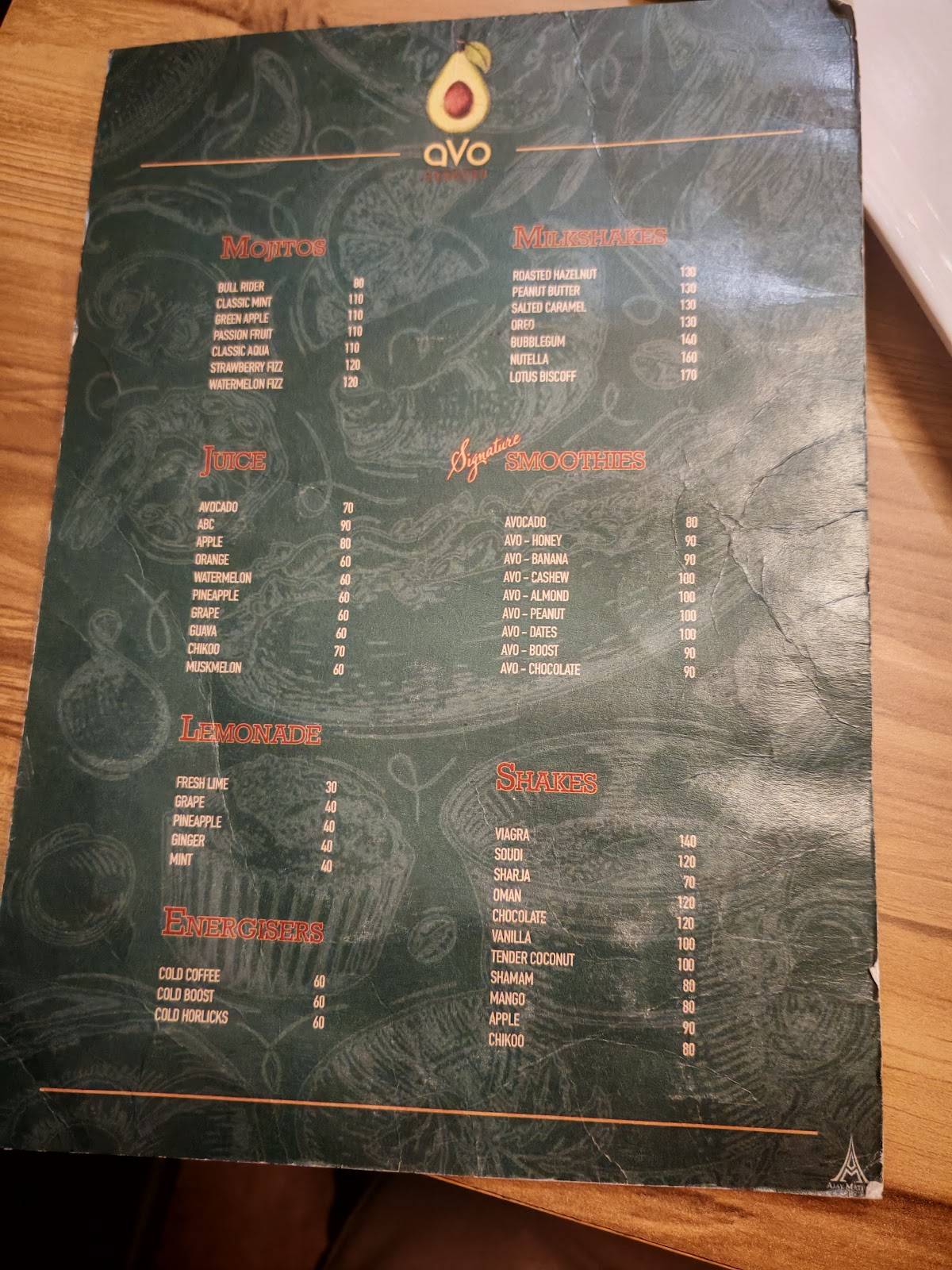 Avocado - Avo Burgers menu