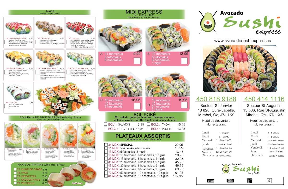 Avocado sushi menu discount