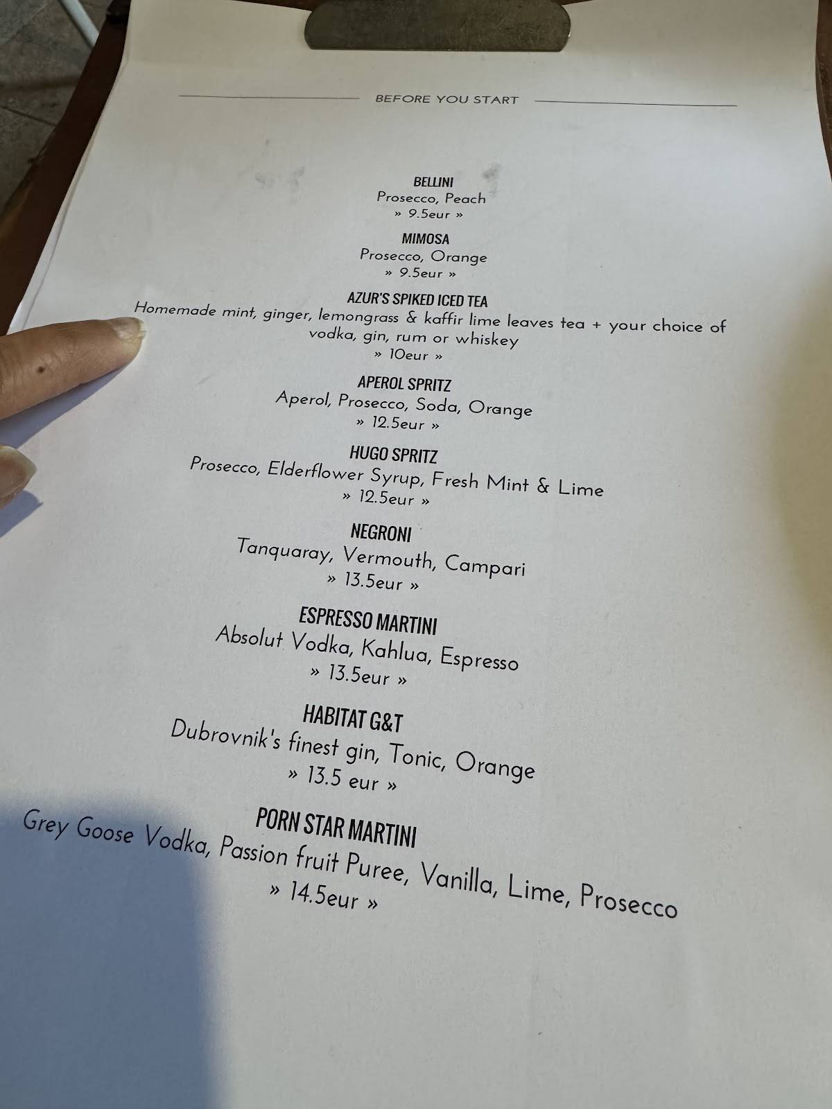Menu di Azur 