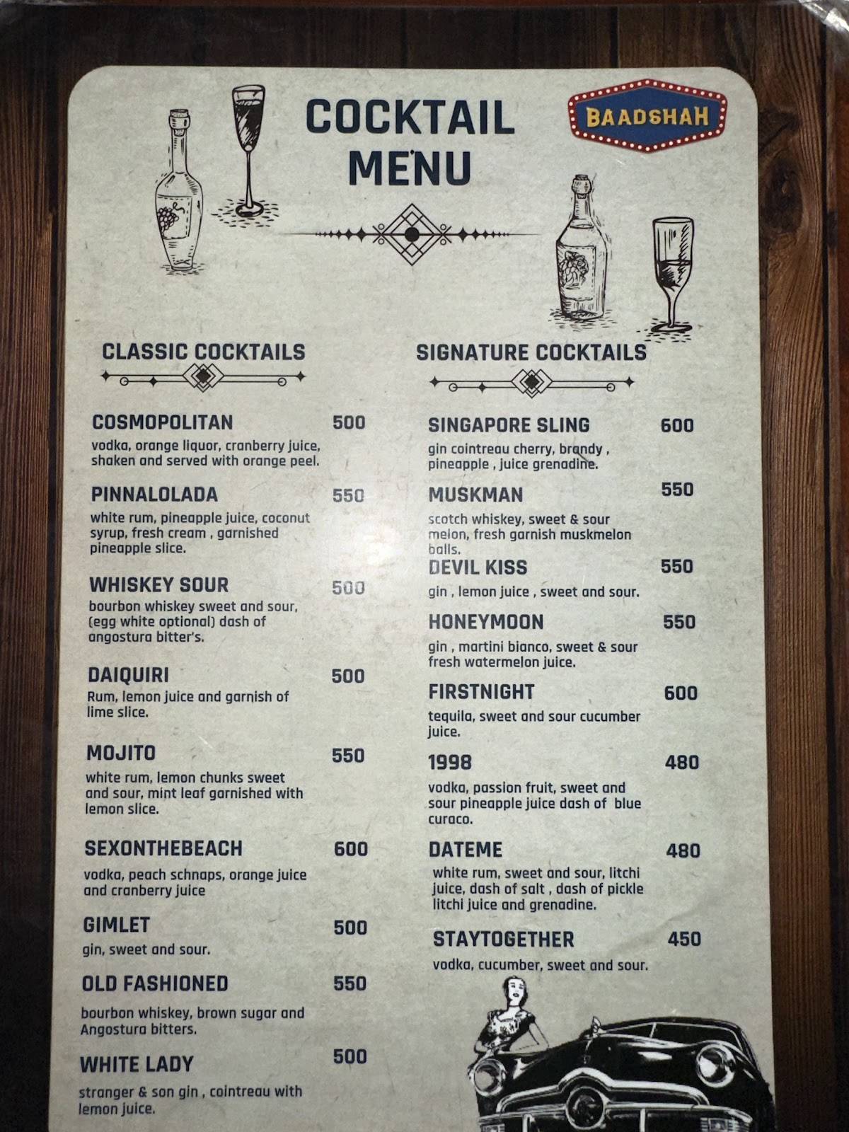 BAADSHAH - Casual Dining & Cocktail Bar menu