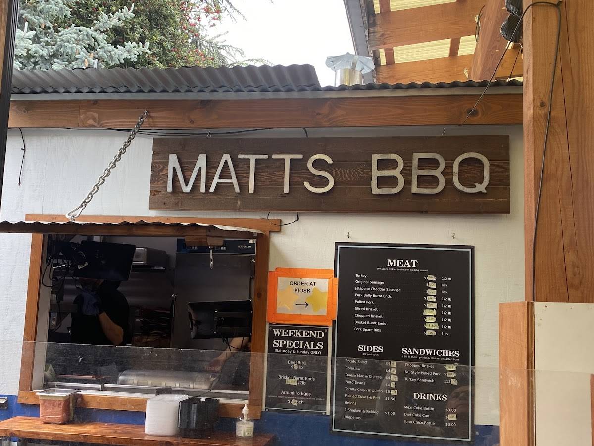 Menu at Matt's BBQ, Portland, N Mississippi Ave