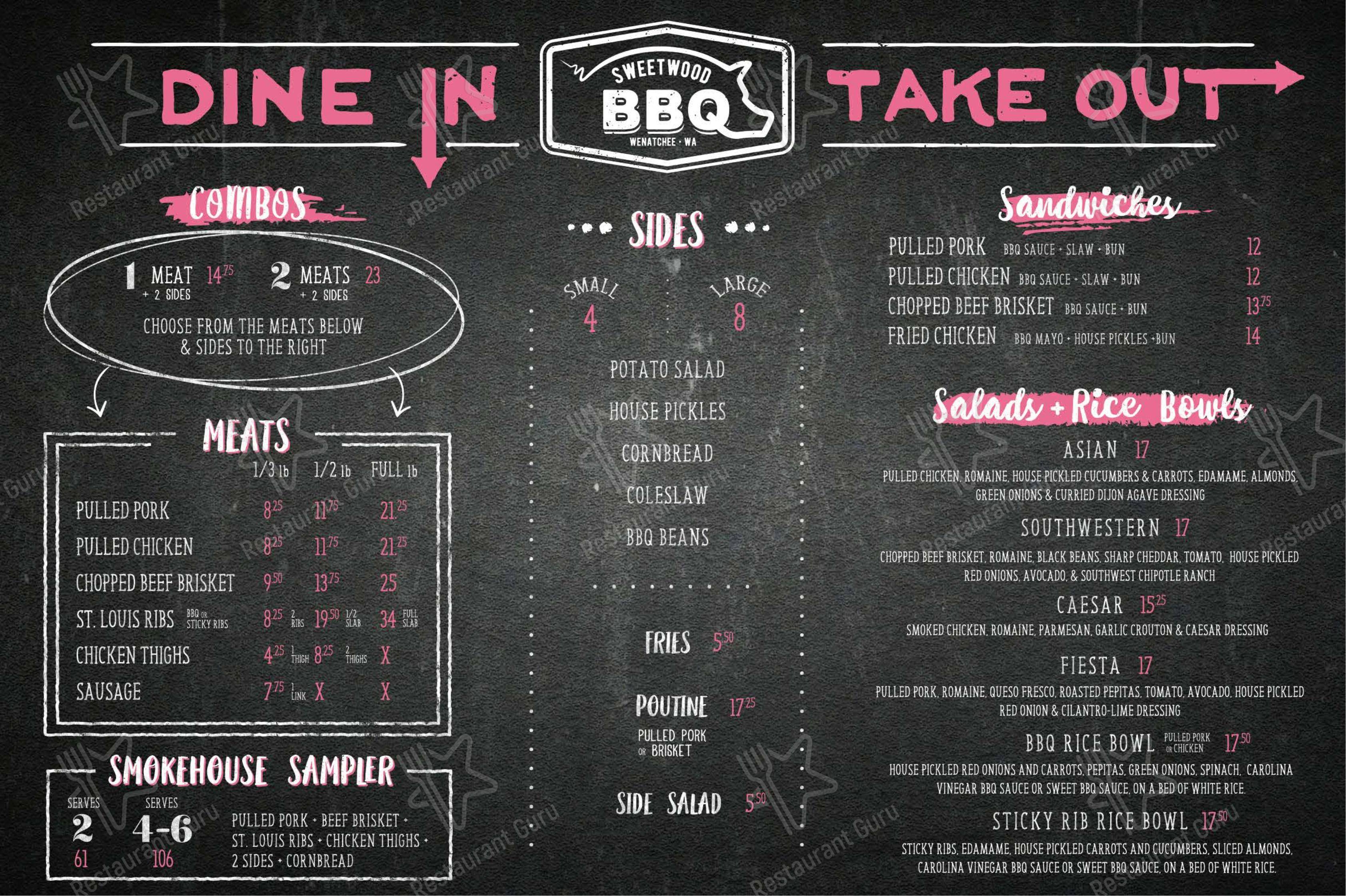 Menu at Sweetwood BBQ, Wenatchee