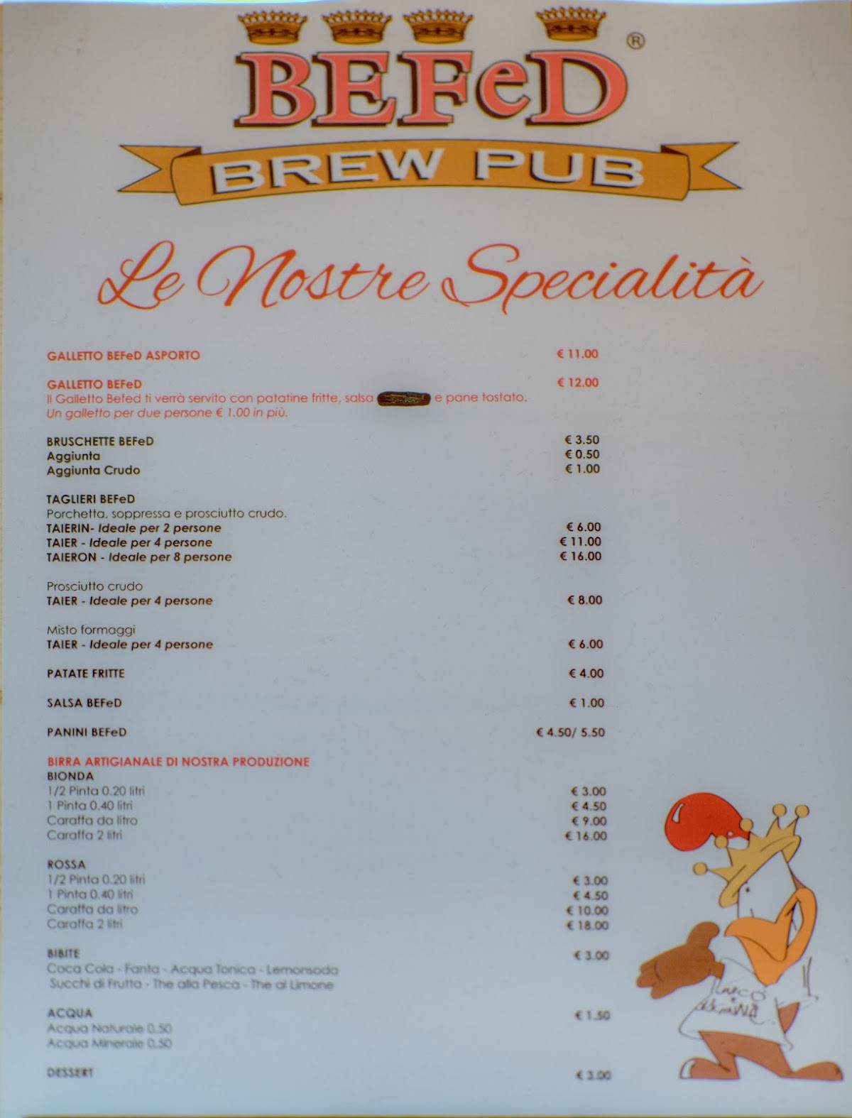 Menu di Befed Brew Pub Concesio 
