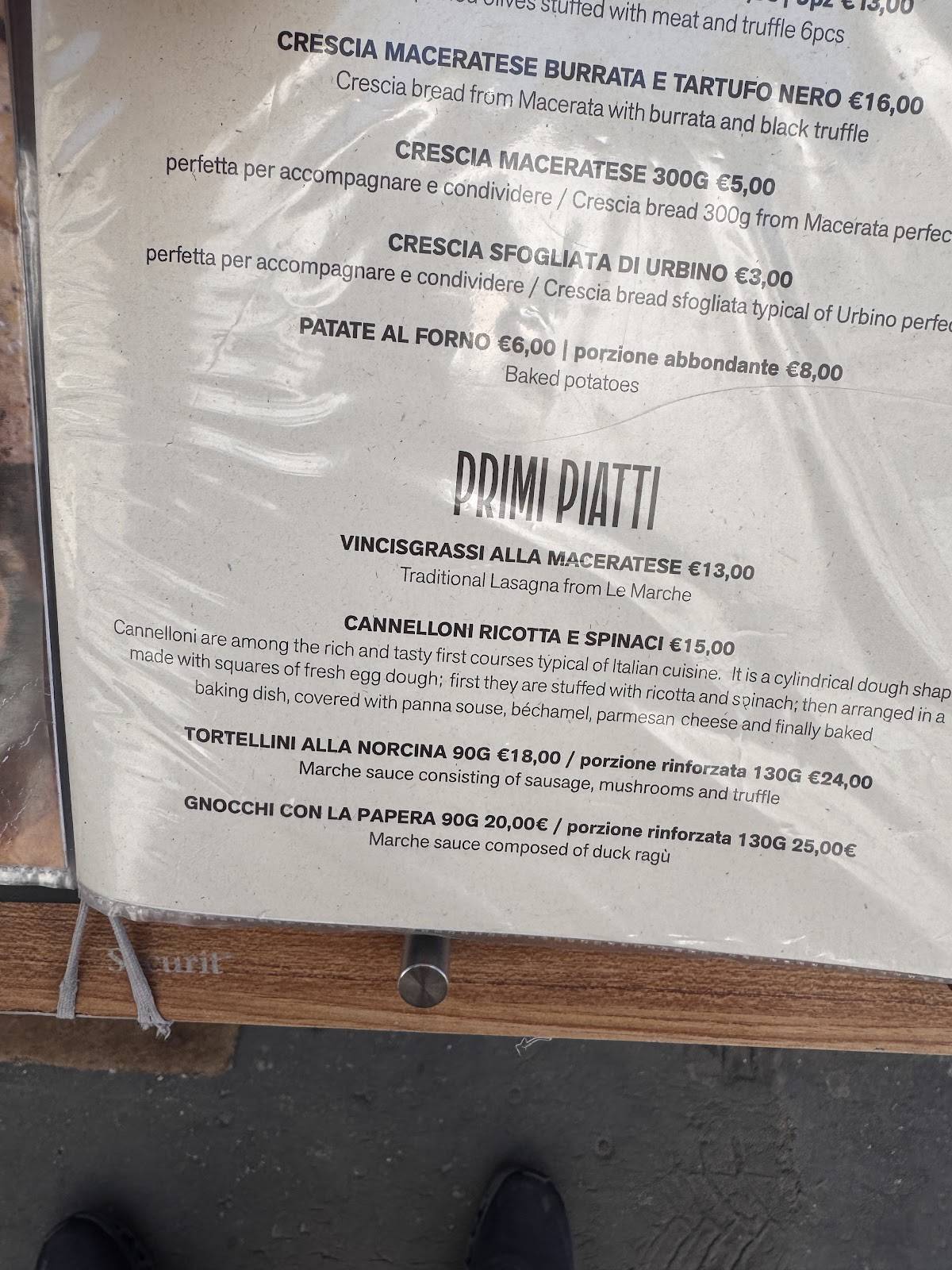 Menu di BLUE M - BOTTEGA MARCHIGIANA 