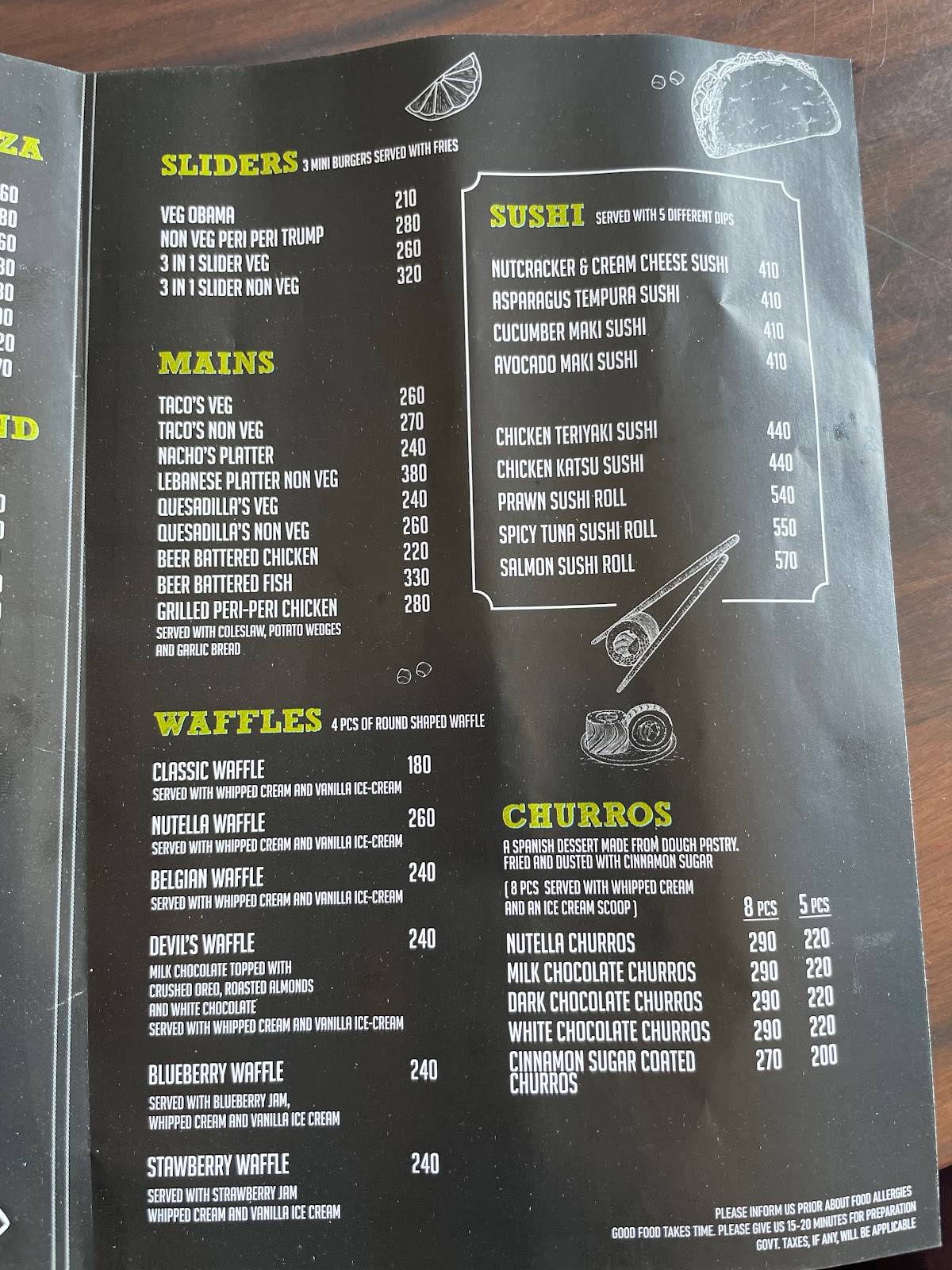 BON'S FOOD FACTORY menu