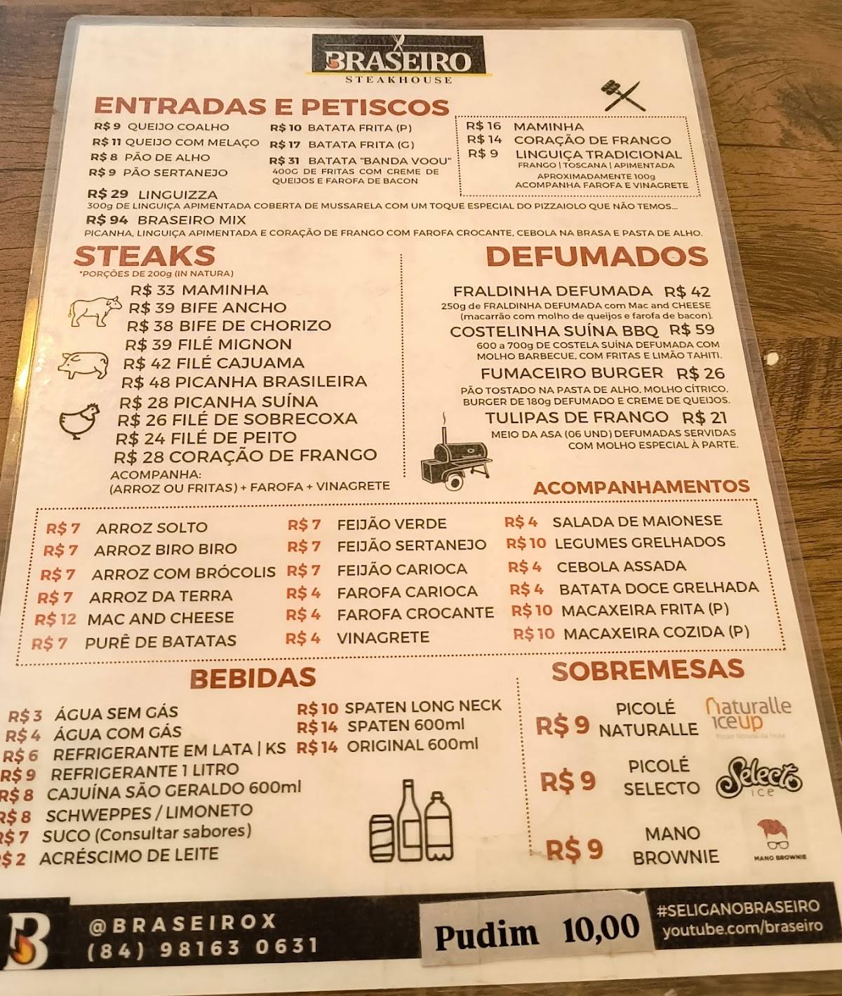 BRASEIRO STEAKHOUSE cardápio