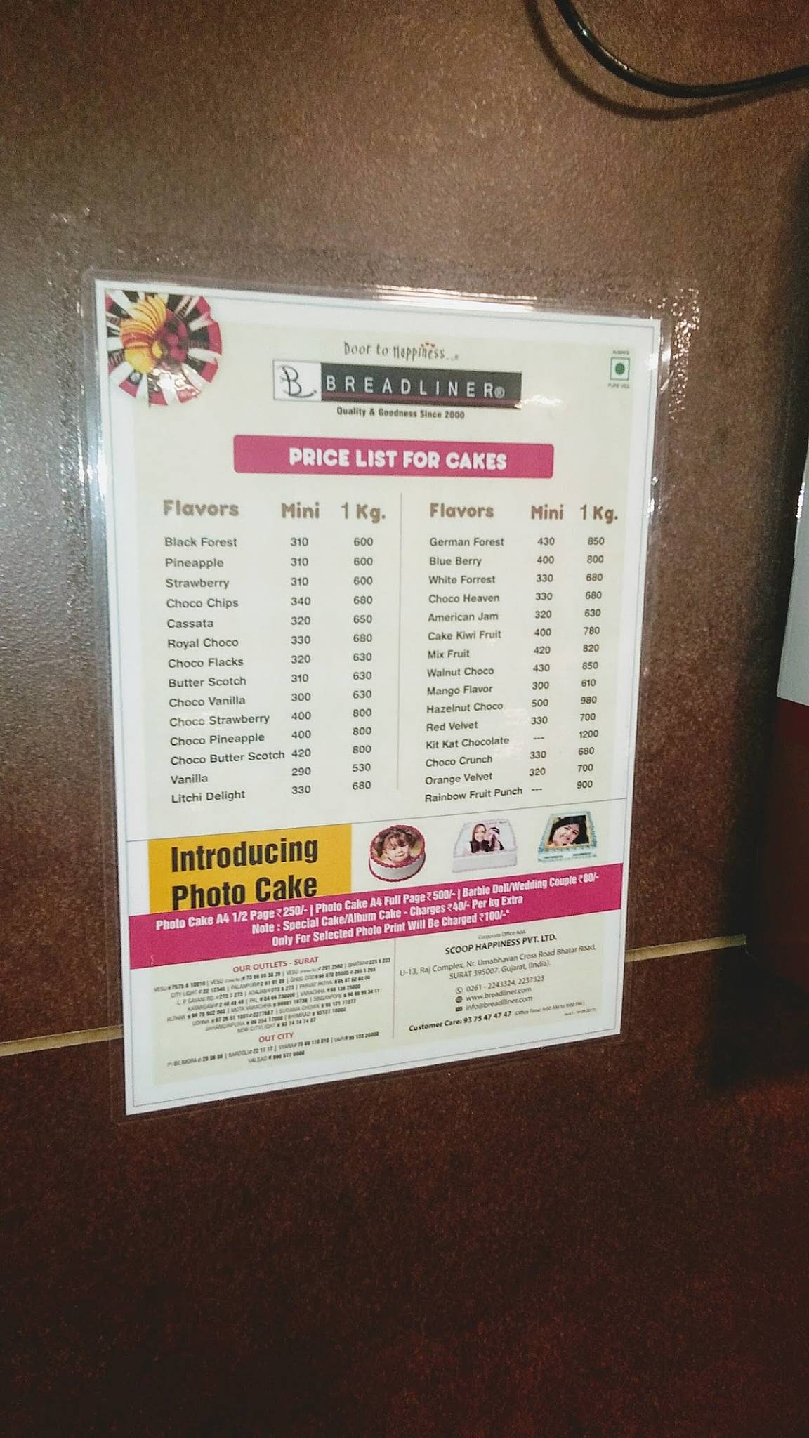 BREADLINER menu