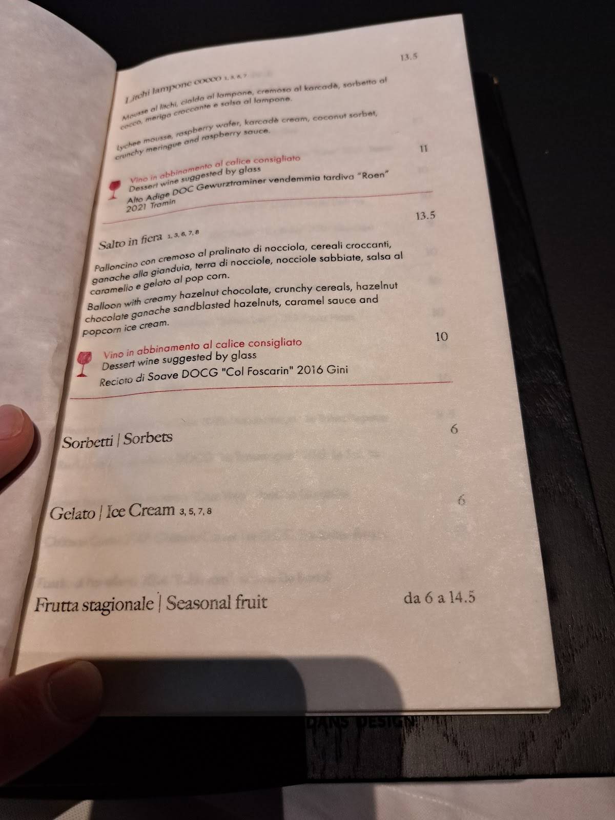 Menu di Ba restaurant 