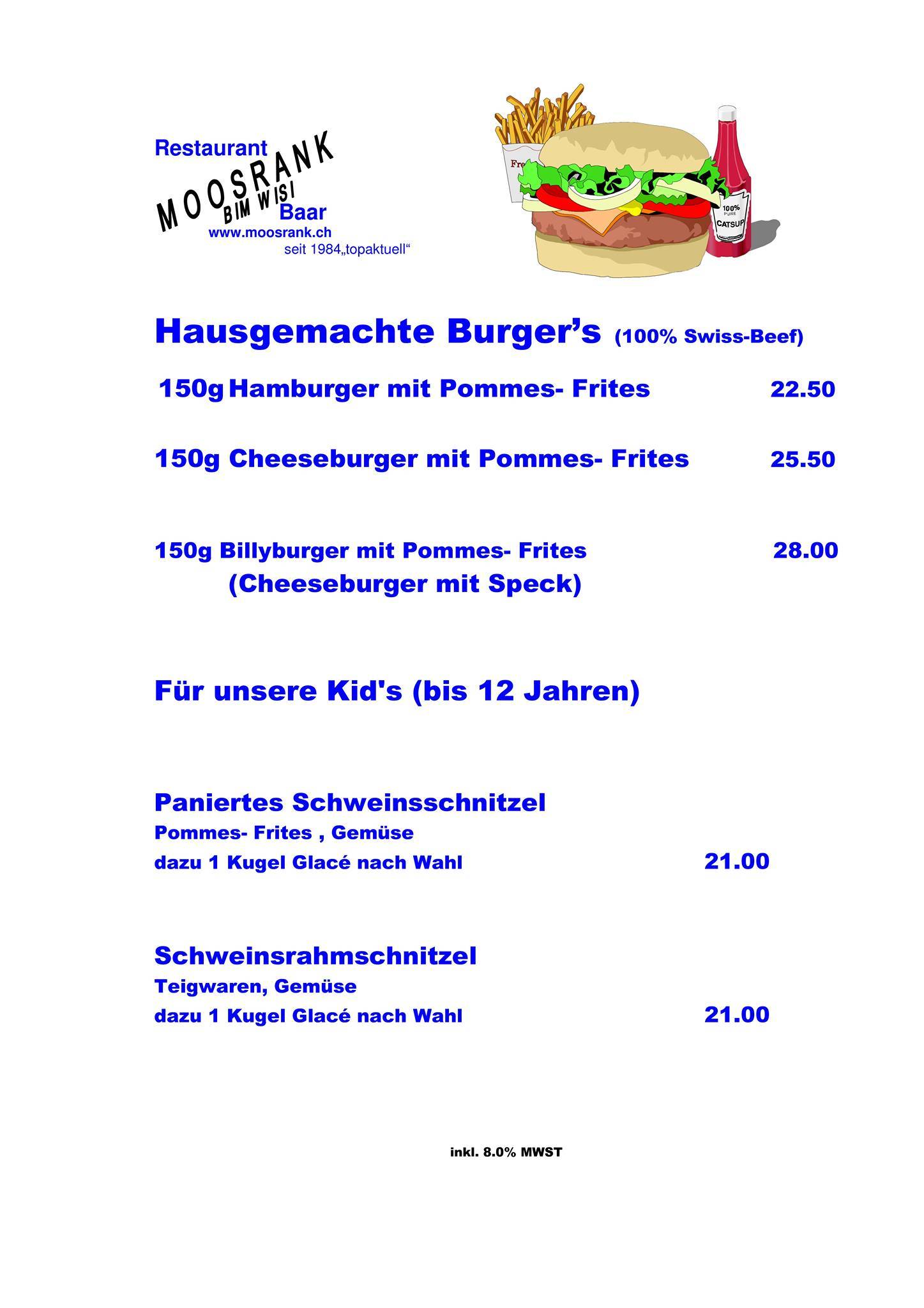Menu di Restaurant Moosrank 