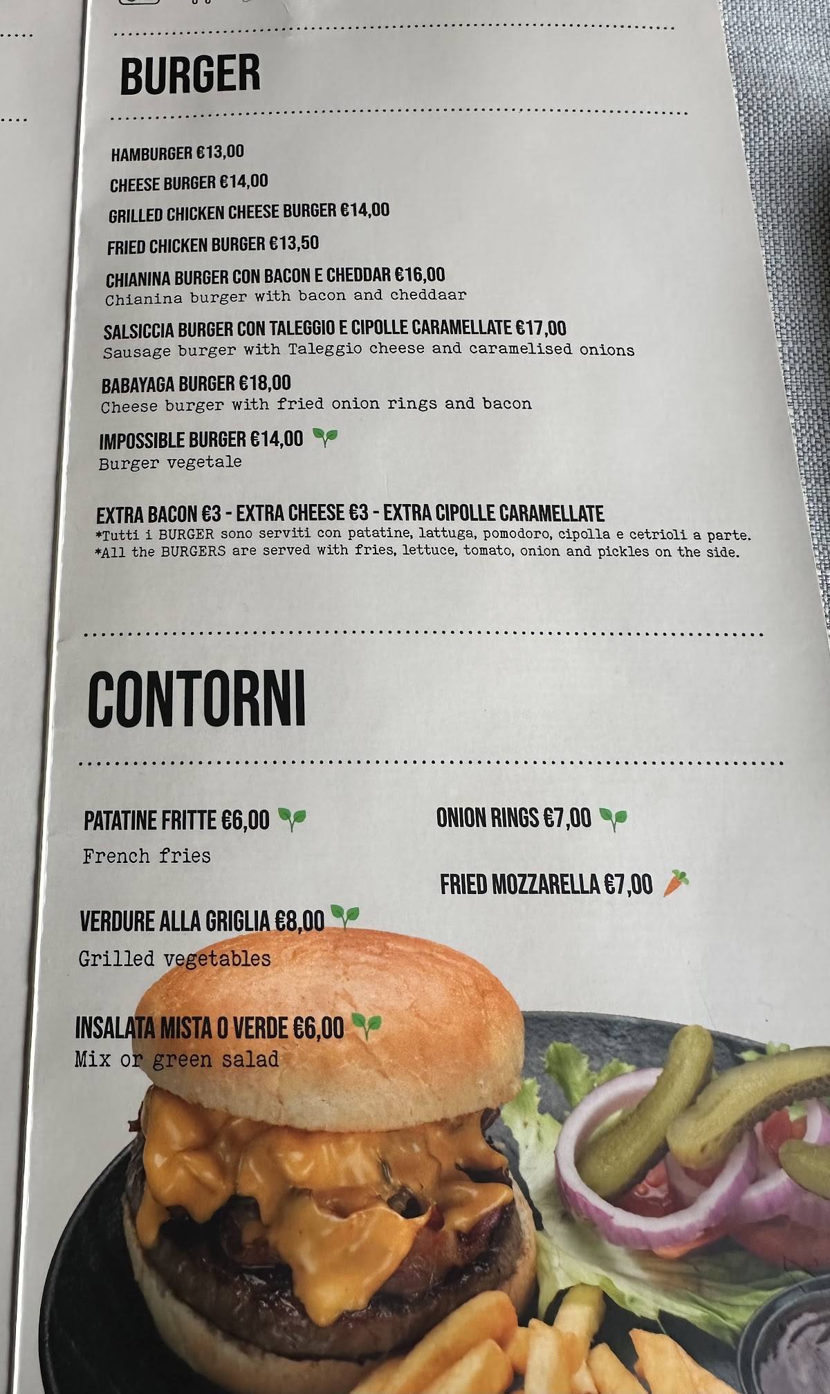 Menu di Babayaga 
