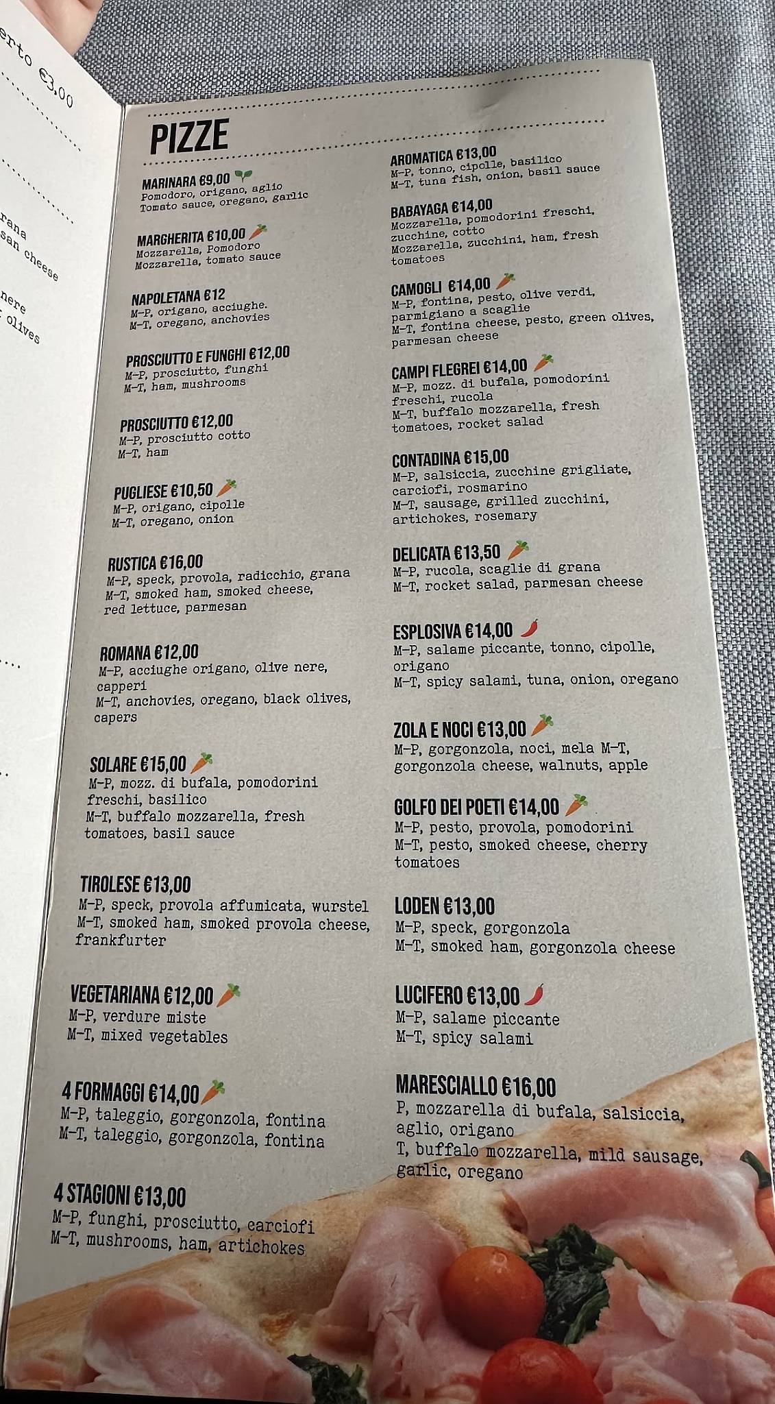Menu di Babayaga 