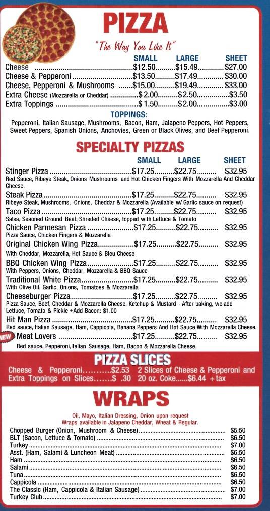 Menu at Bailey N Doat Pizzeria, Buffalo