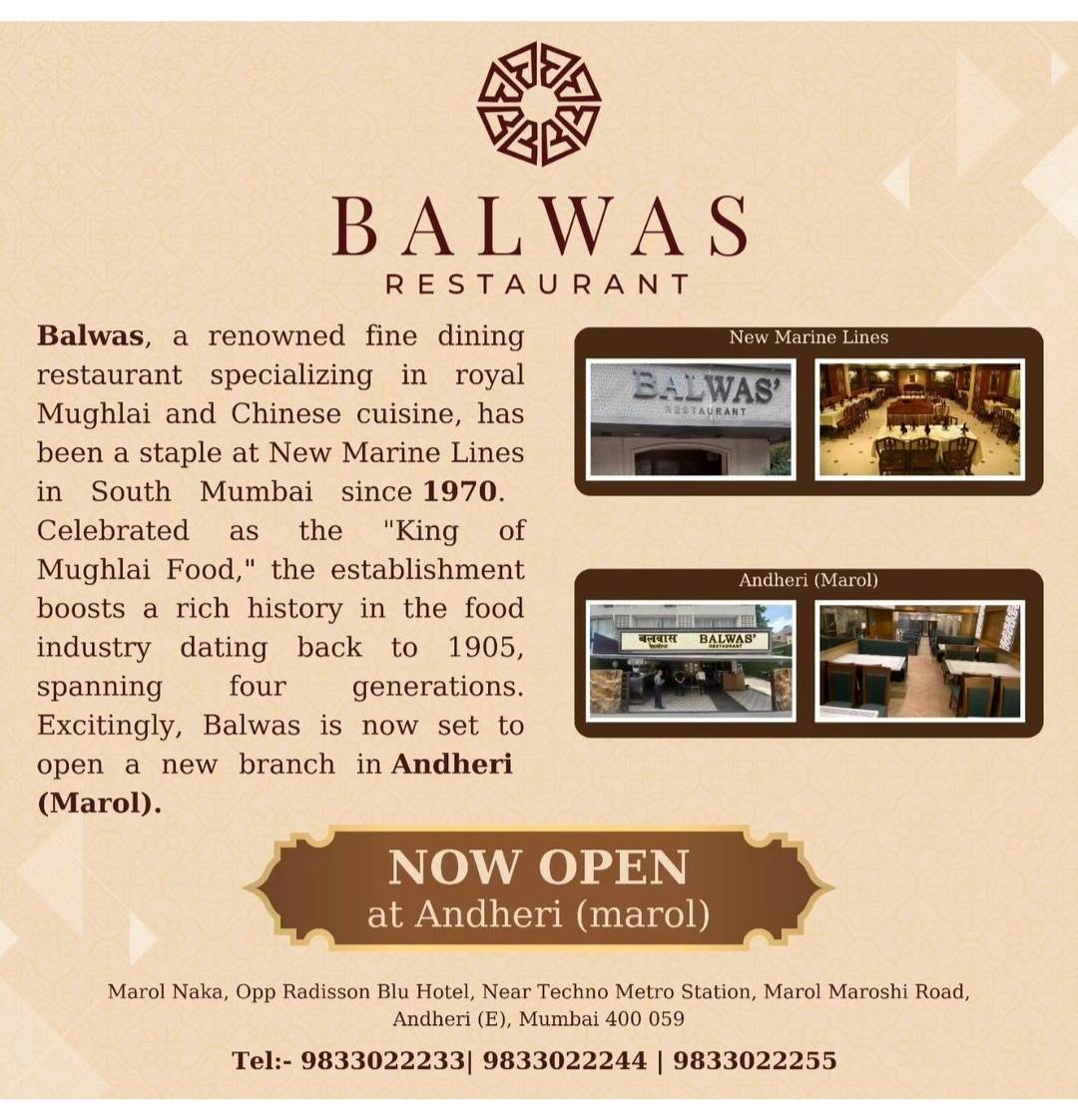 Balwas Restaurant (Since 1970) Mughlai & Chinese menu