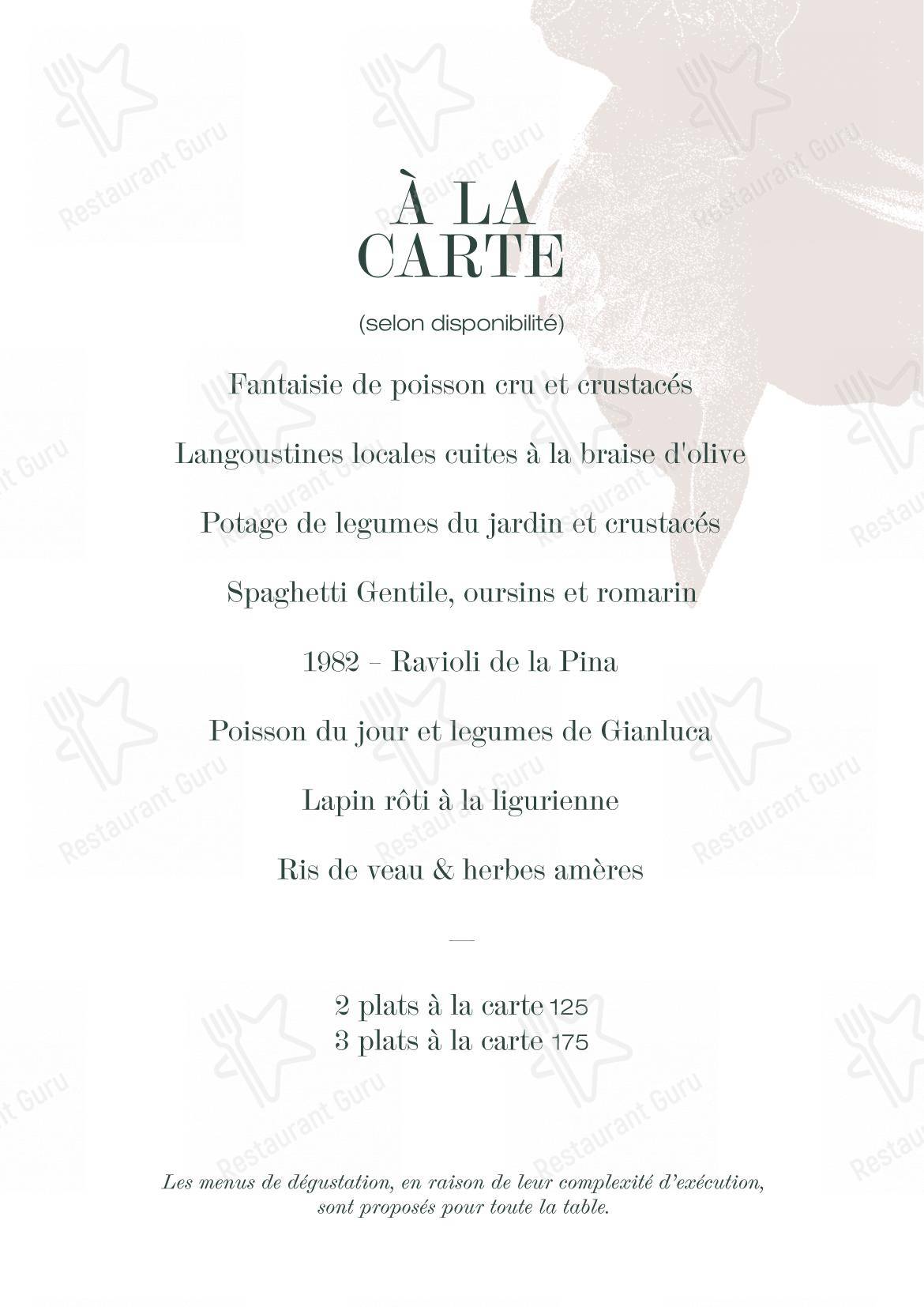 Balzi Rossi in Grimaldi - Крафт меню