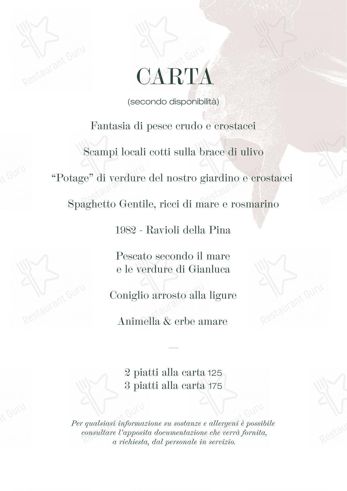 Menu di Balzi Rossi - 菜单