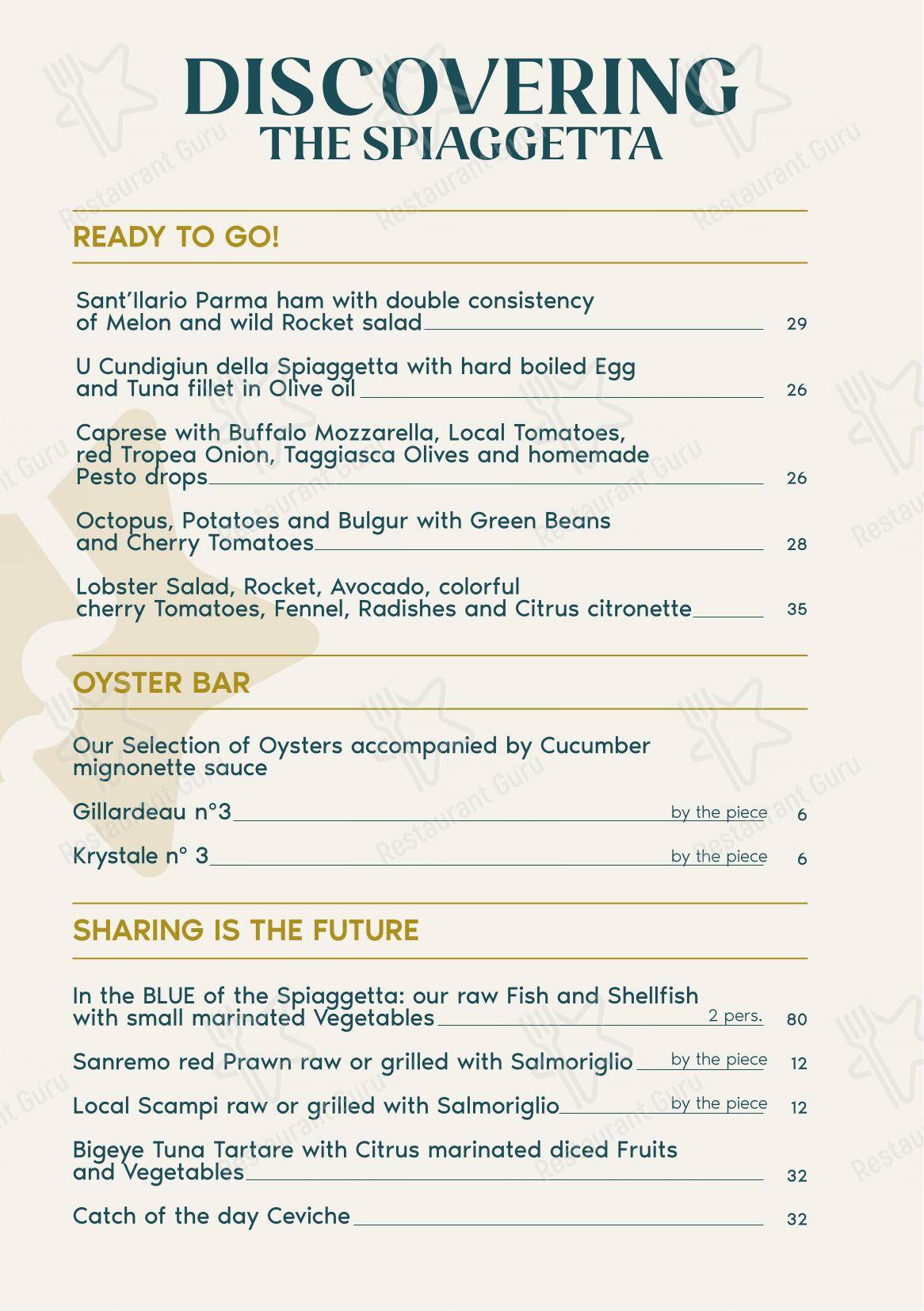 Menu di Balzi Rossi - Menu bar