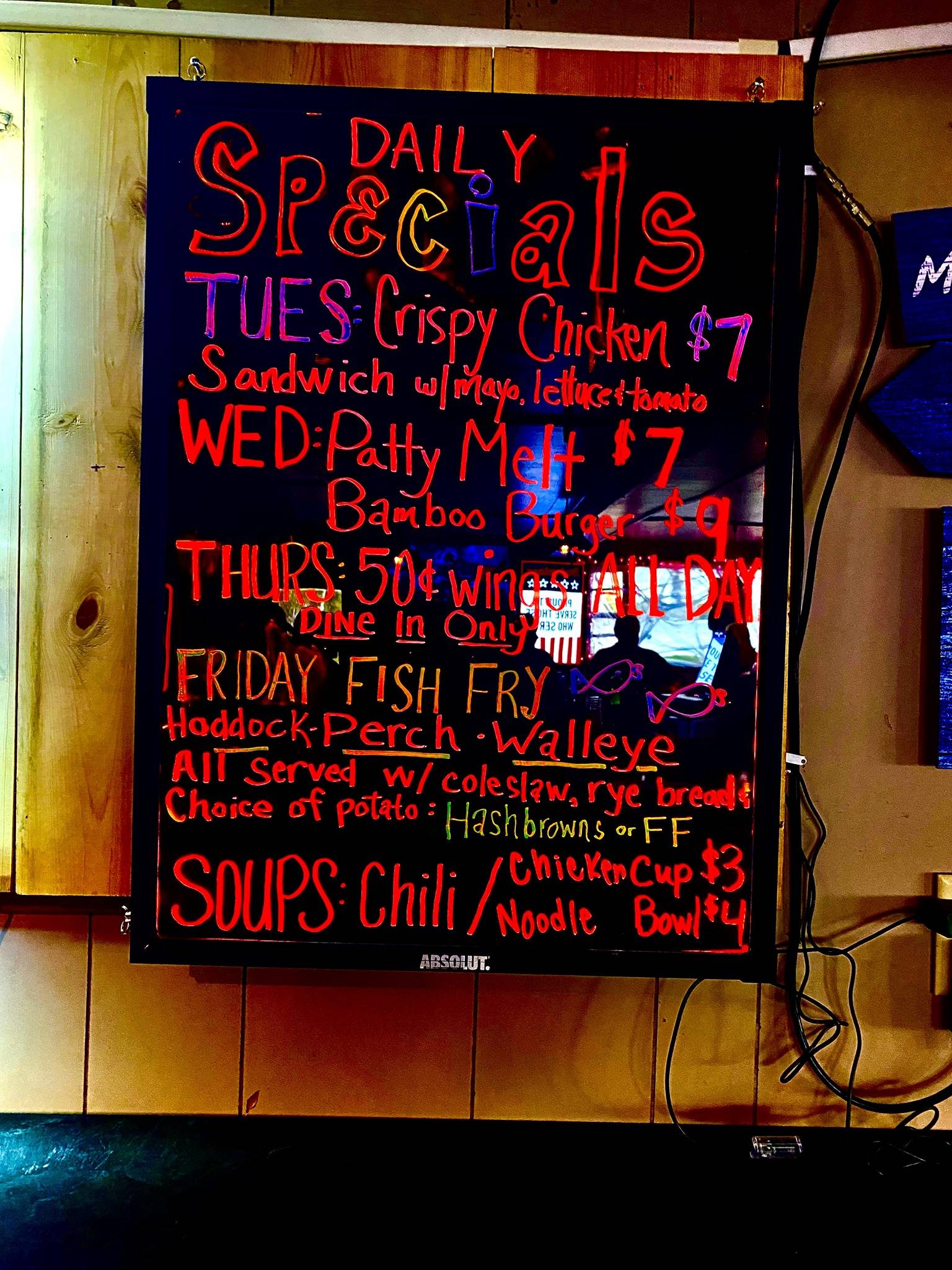 Menu at Bamboo Bar, Shawano