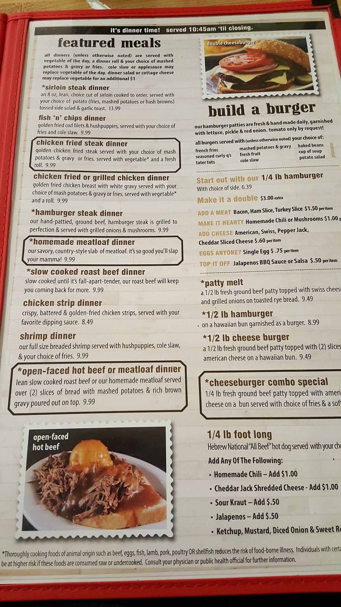 Menu at Banjo's Cafe, Topeka, SW Topeka Blvd