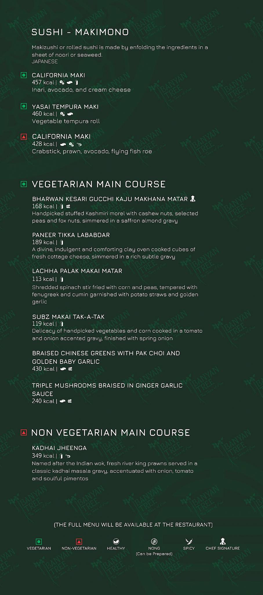 Banyan Tree - The Taste of Asia menu