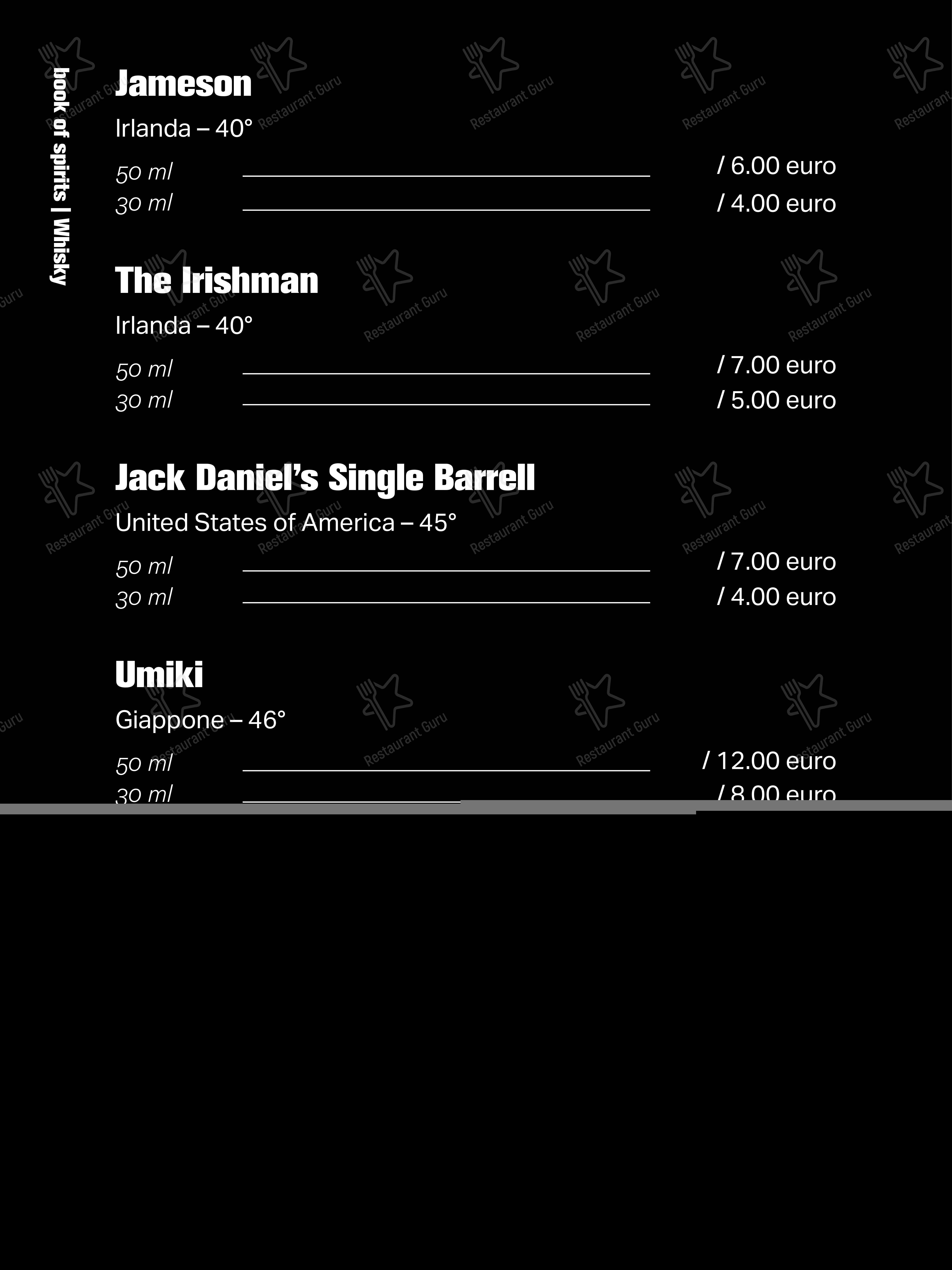 Menu bar per Bar Borsa in Vicenza