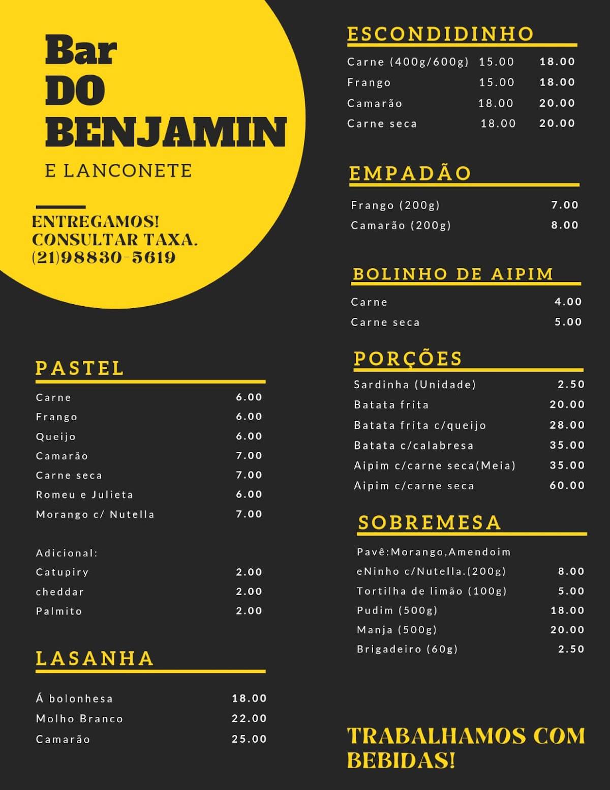 Coxinha Do Beco cardápio