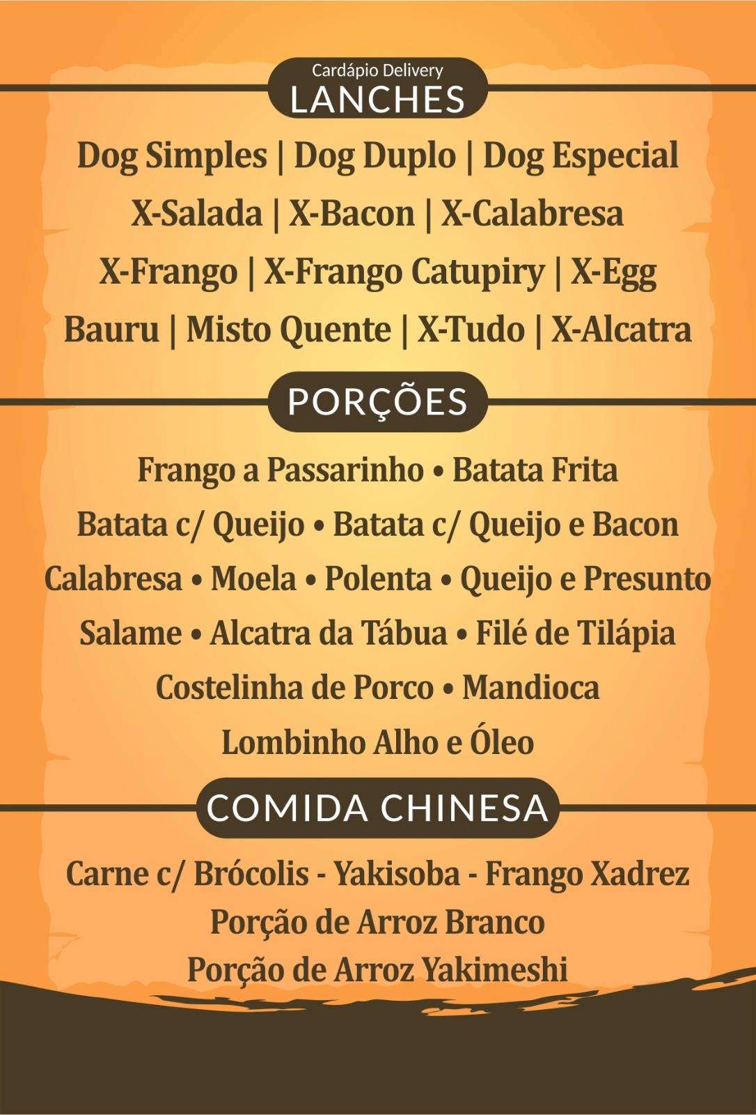 Bar Do Dirceu cardápio