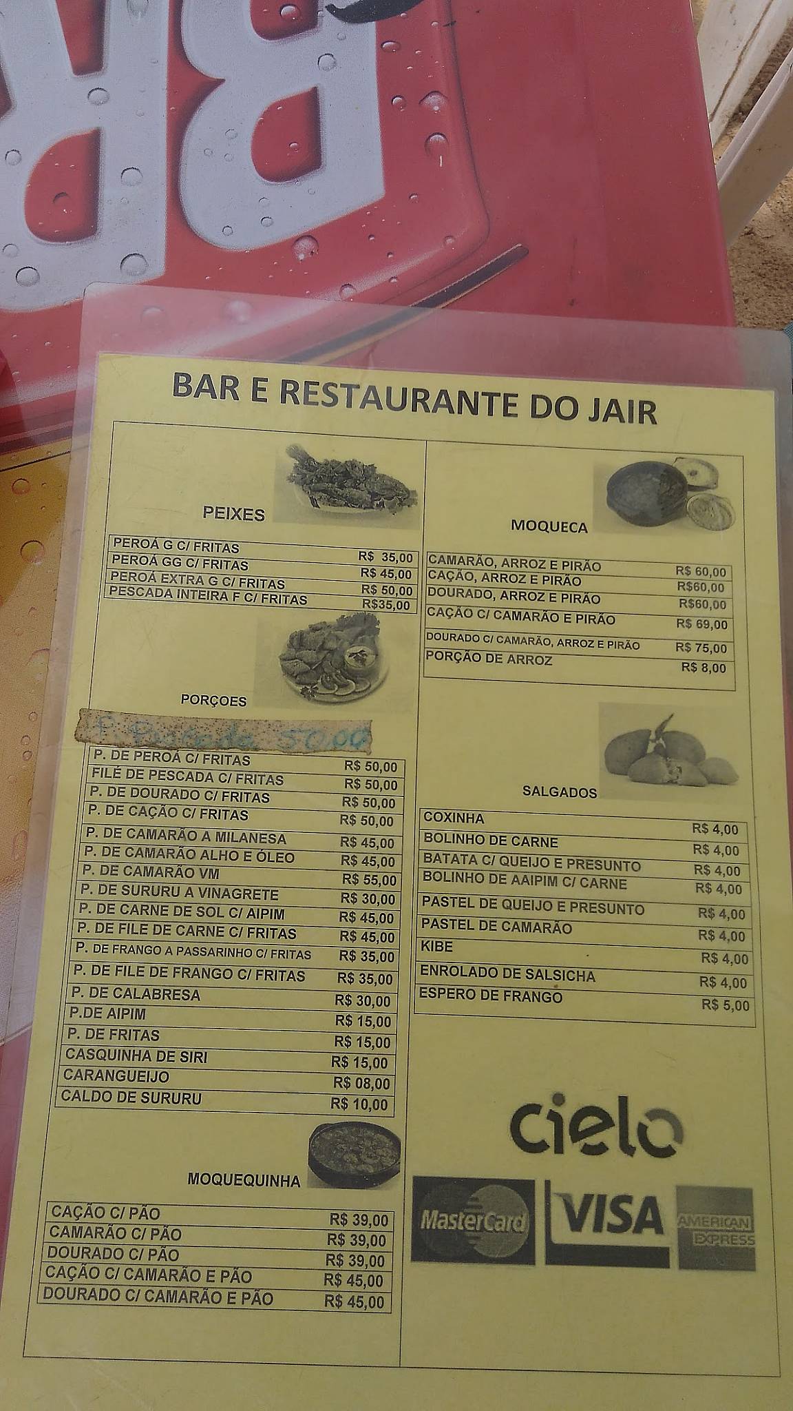 Bar Do Jair cardápio