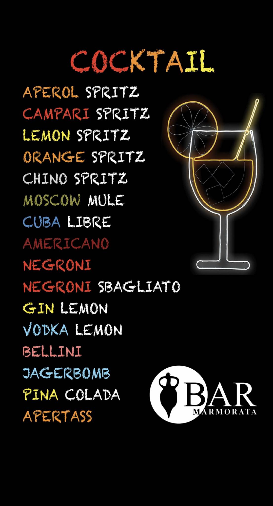 Menu de Bar Marmorata