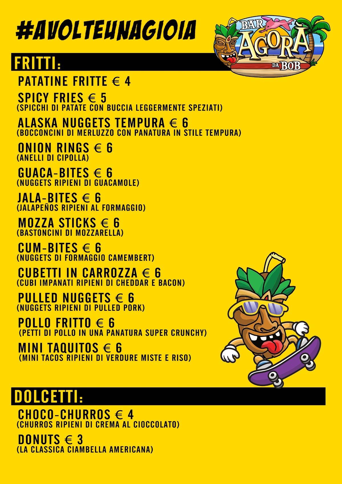 Menu di Bar Agorá da Bob 