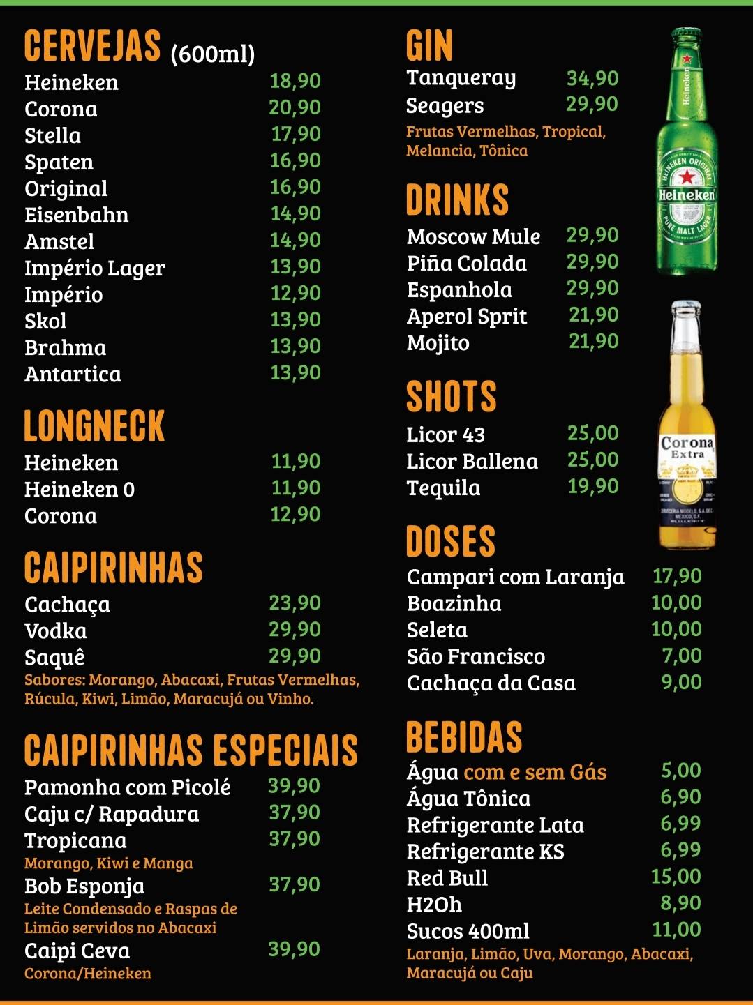 Bar da Árvore cardápio