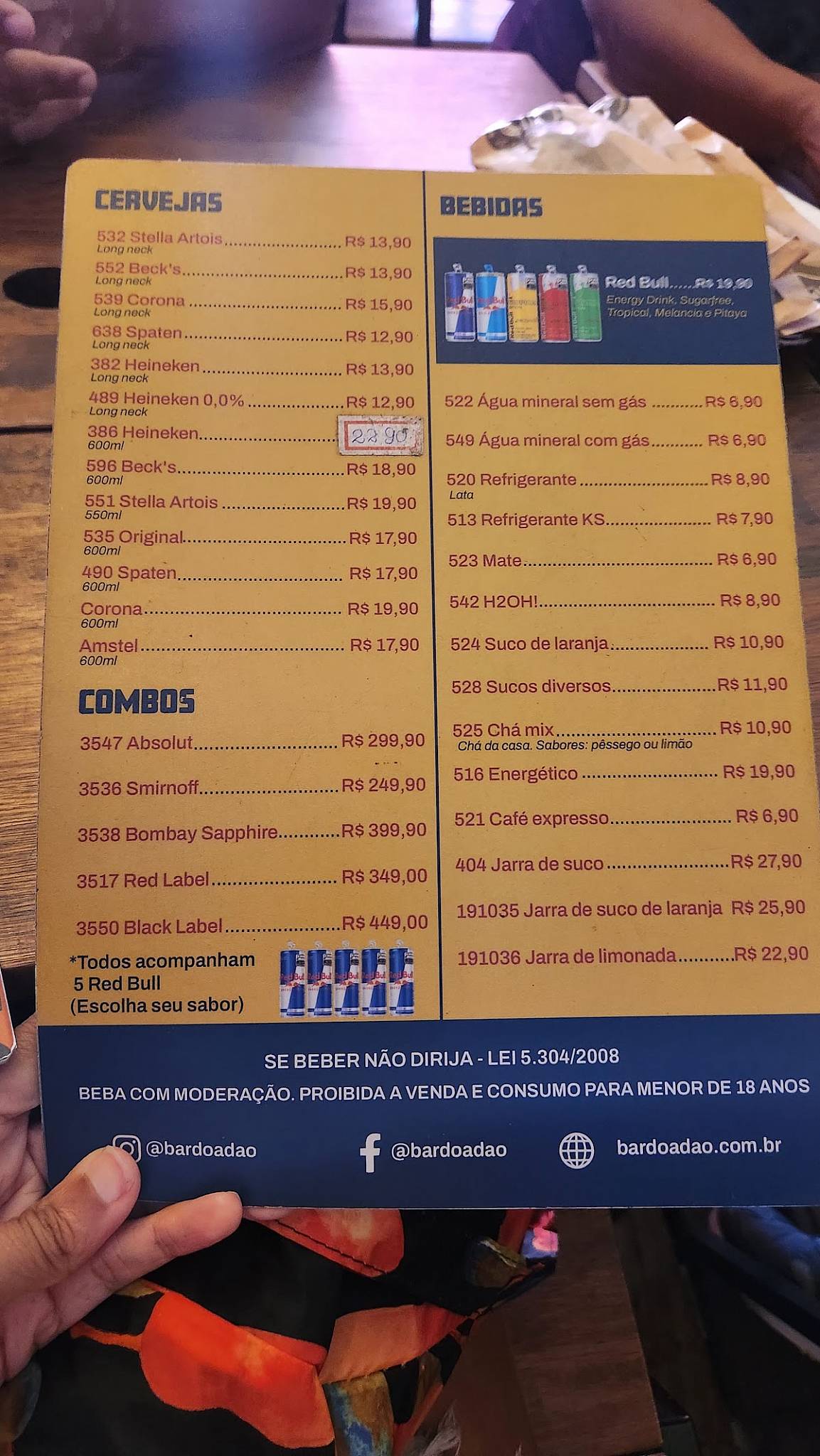 Bar do Adão - Barra-Olegário cardápio