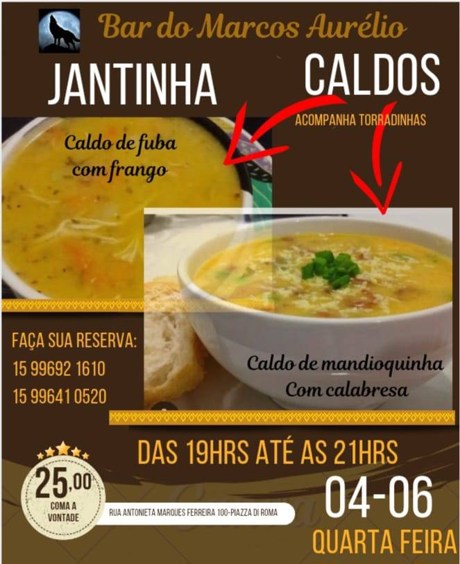 Bar e espetaria do Marcos Aurélio cardápio