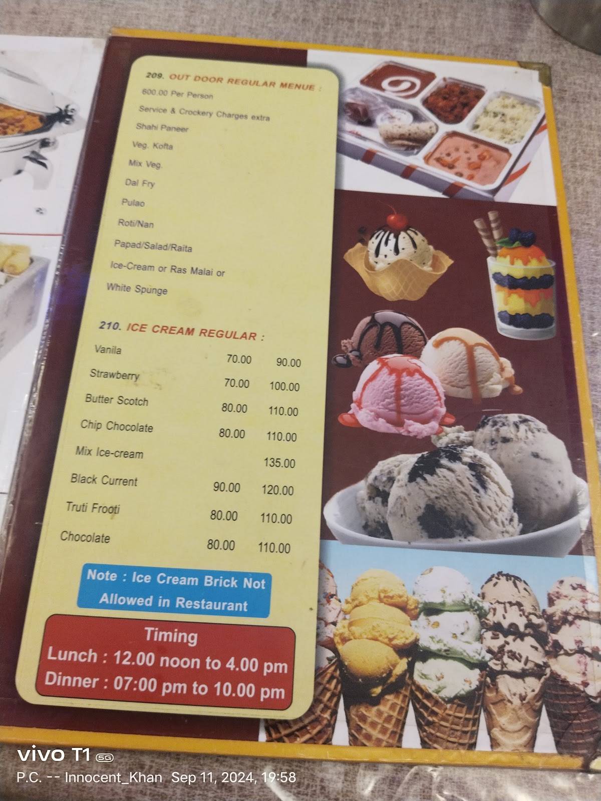New Upvan Restaurant menu