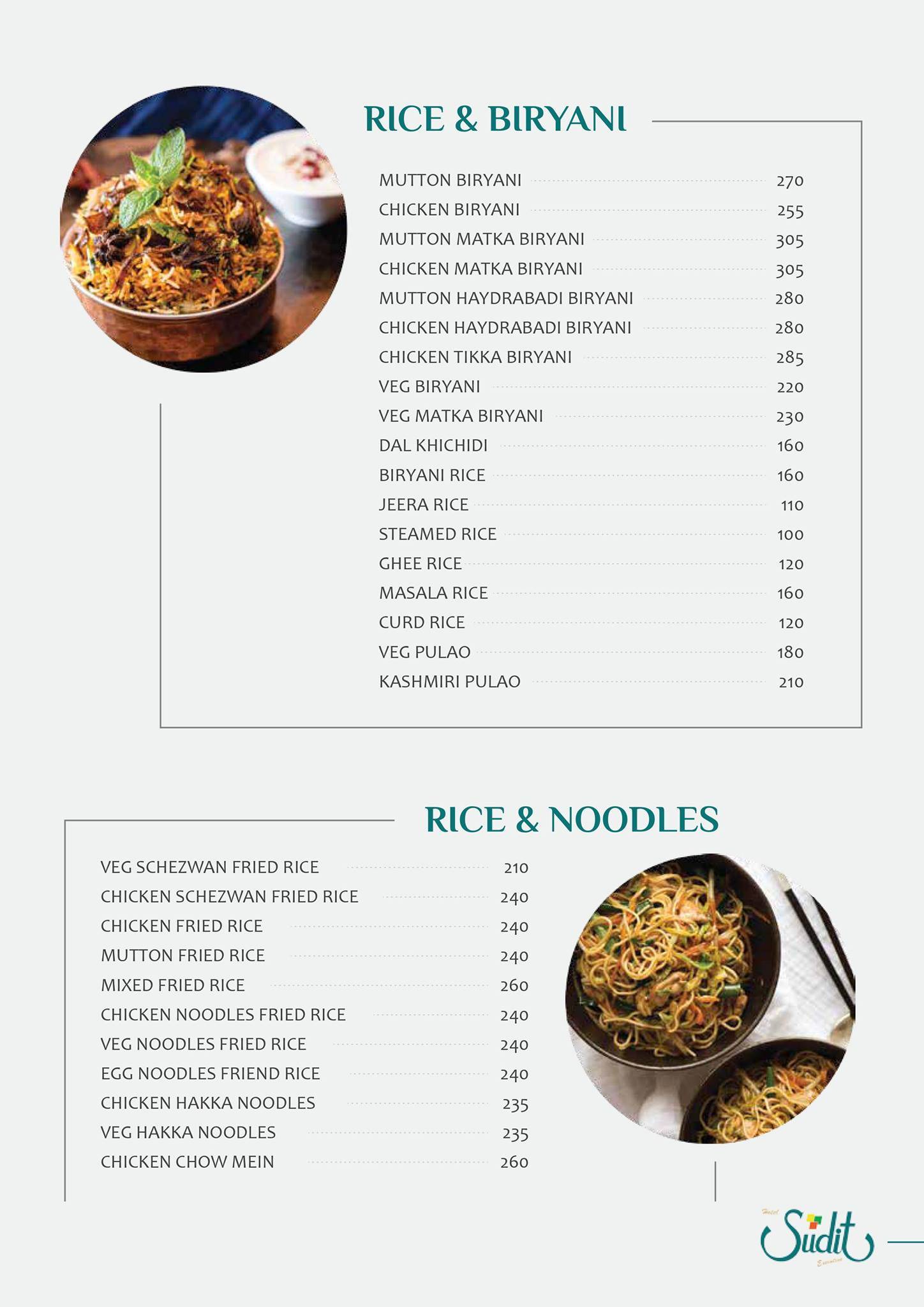 Hotel Sudit Executive menu