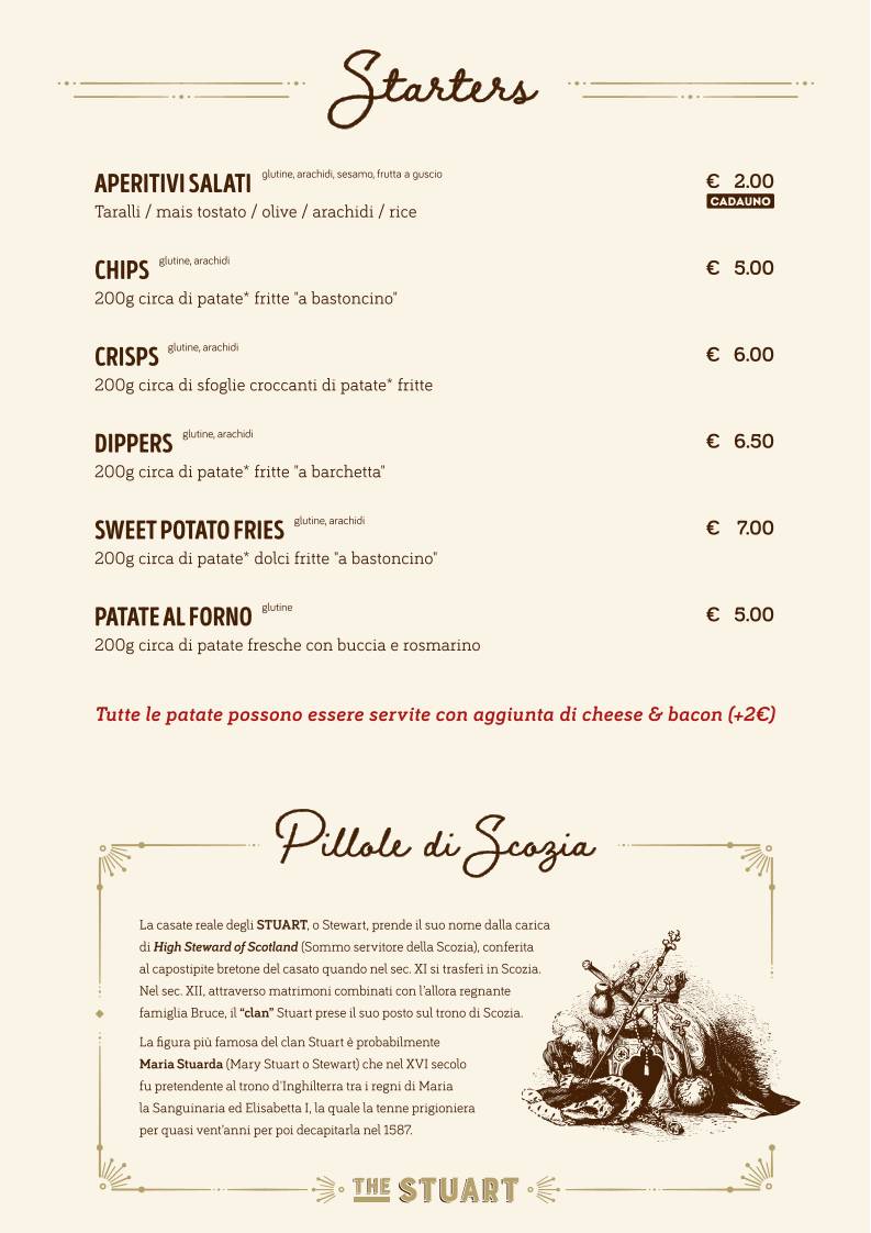 Menu di The Stuart, Scottish Pub 