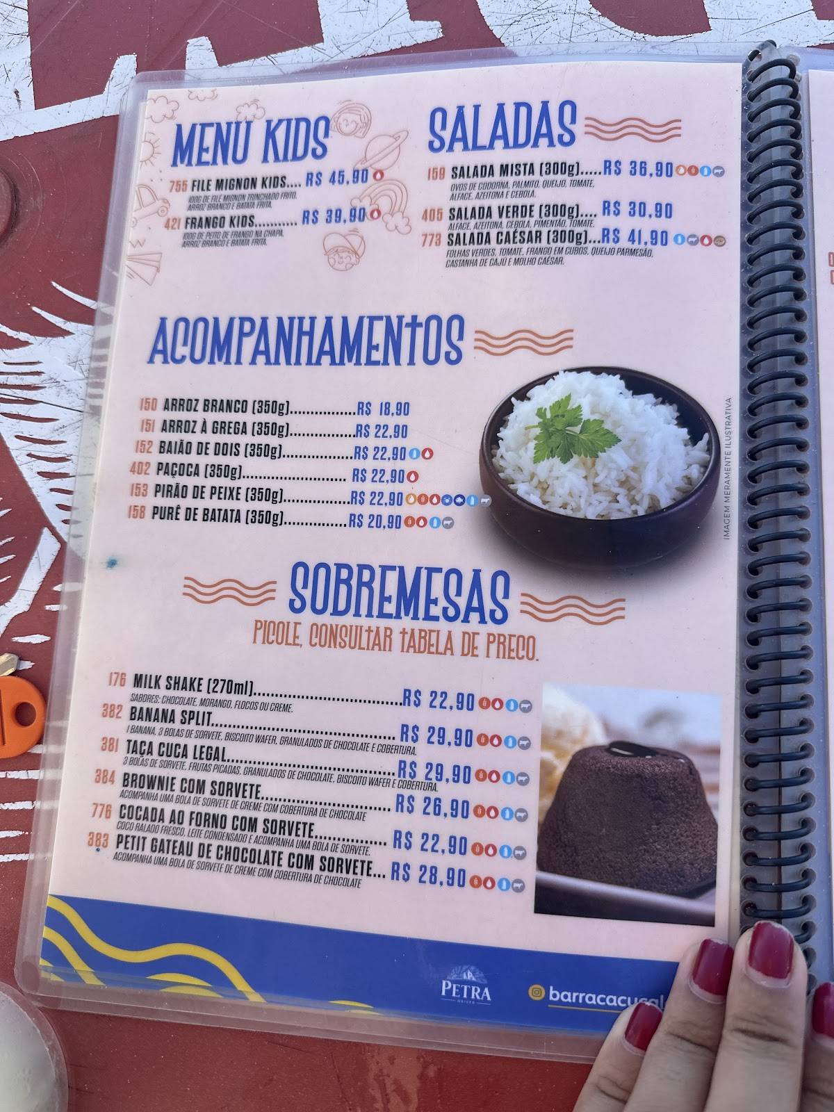 Barraca Cuca Legal cardápio